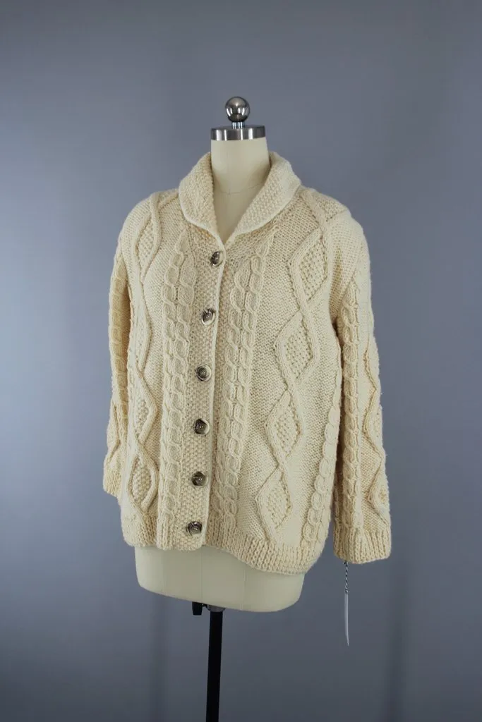 1960s Vintage Irish Wool Cardigan Sweater