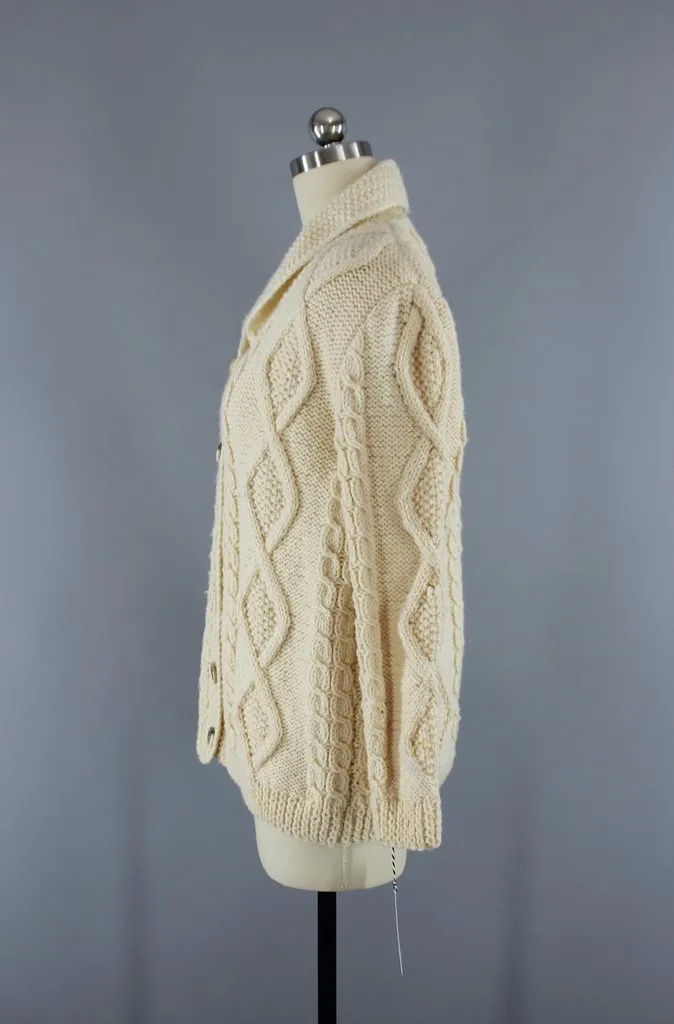 1960s Vintage Irish Wool Cardigan Sweater