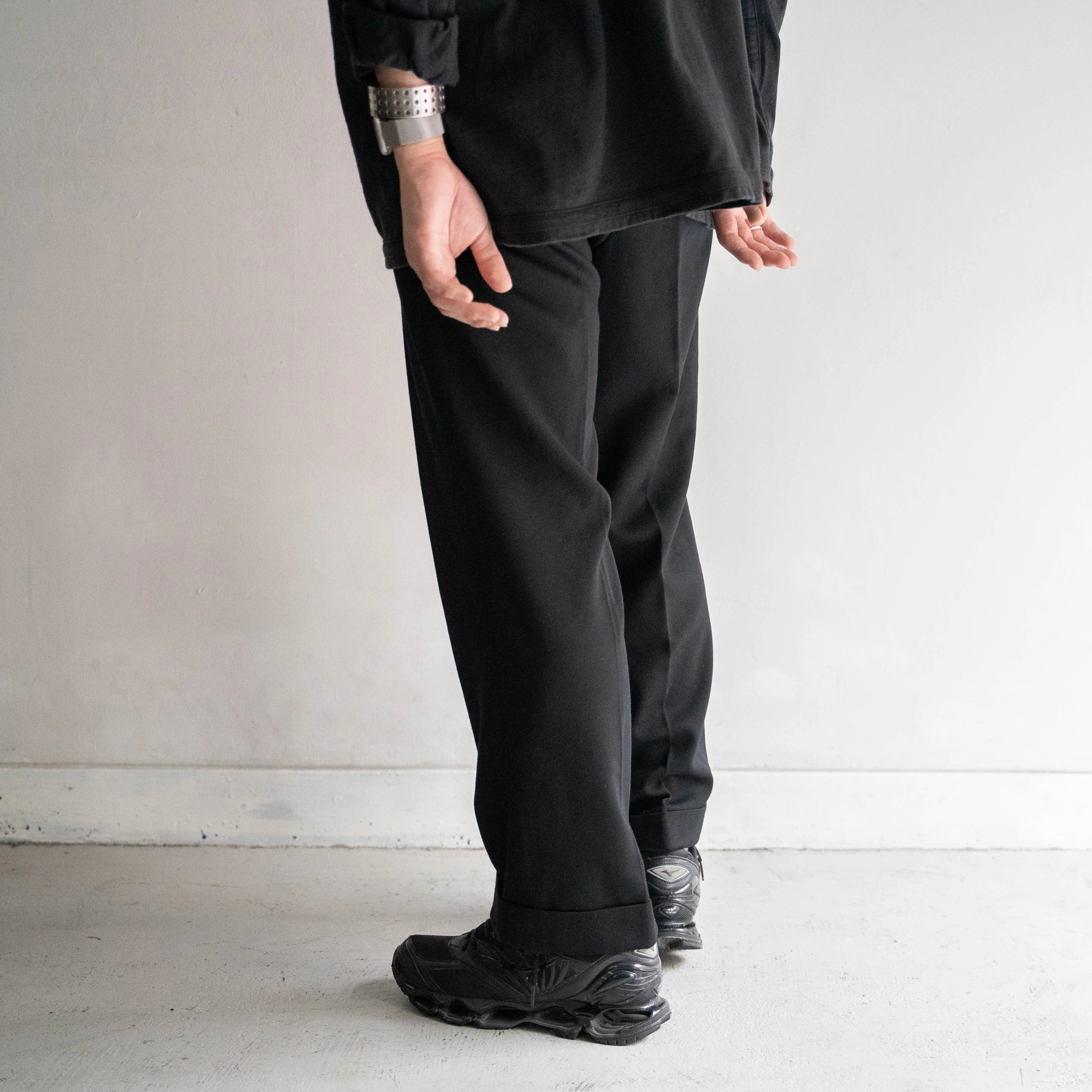 1980s Japan vintage black wool slacks -middle weight