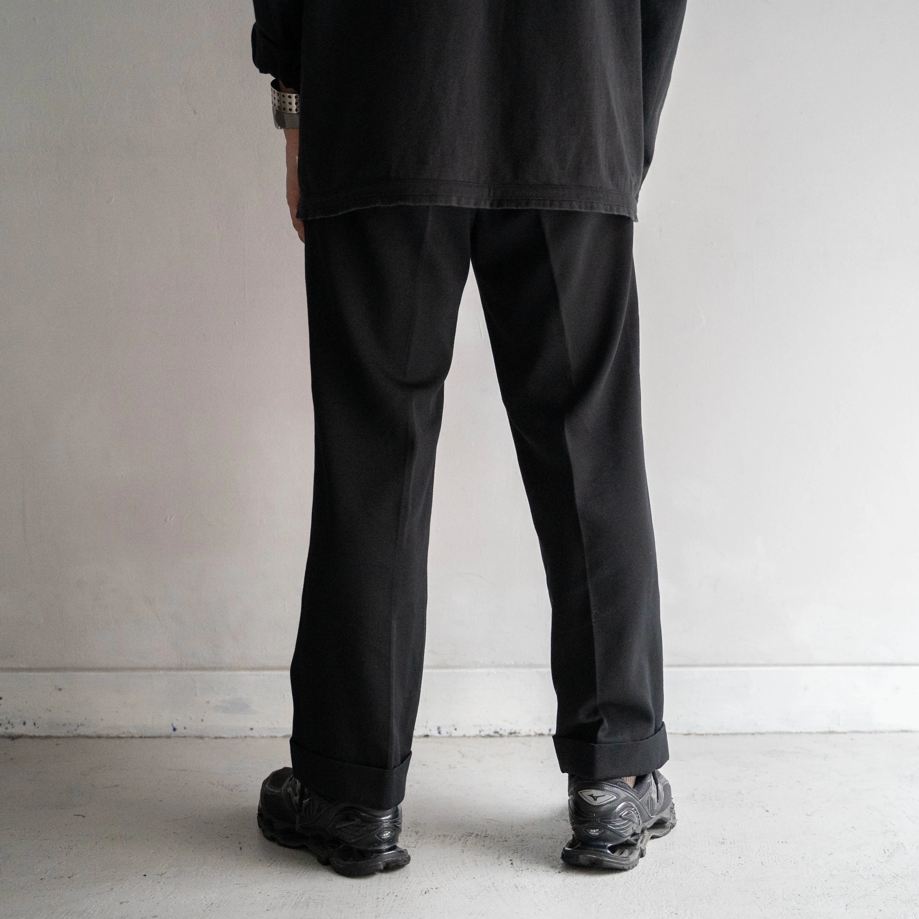 1980s Japan vintage black wool slacks -middle weight