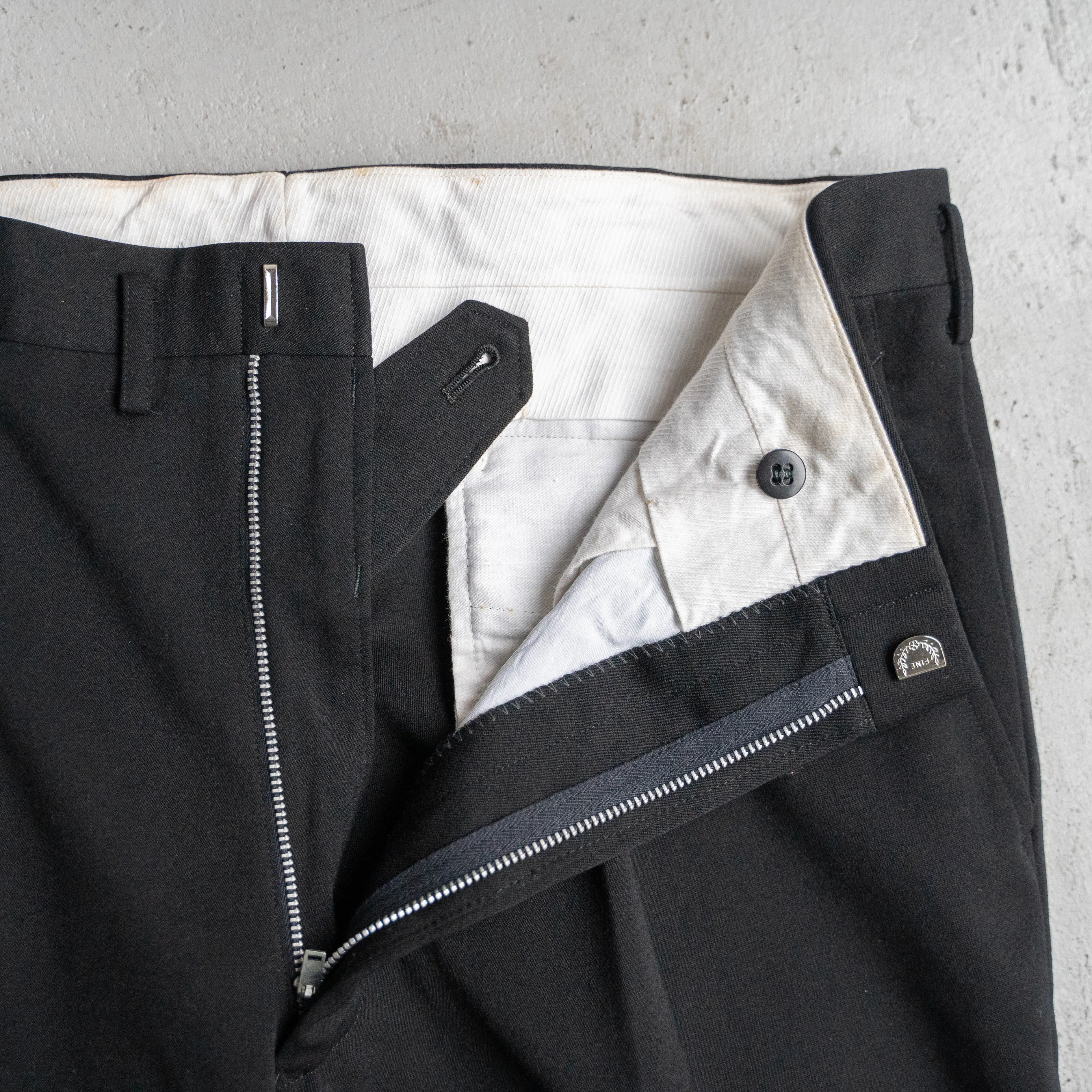 1980s Japan vintage black wool slacks -middle weight