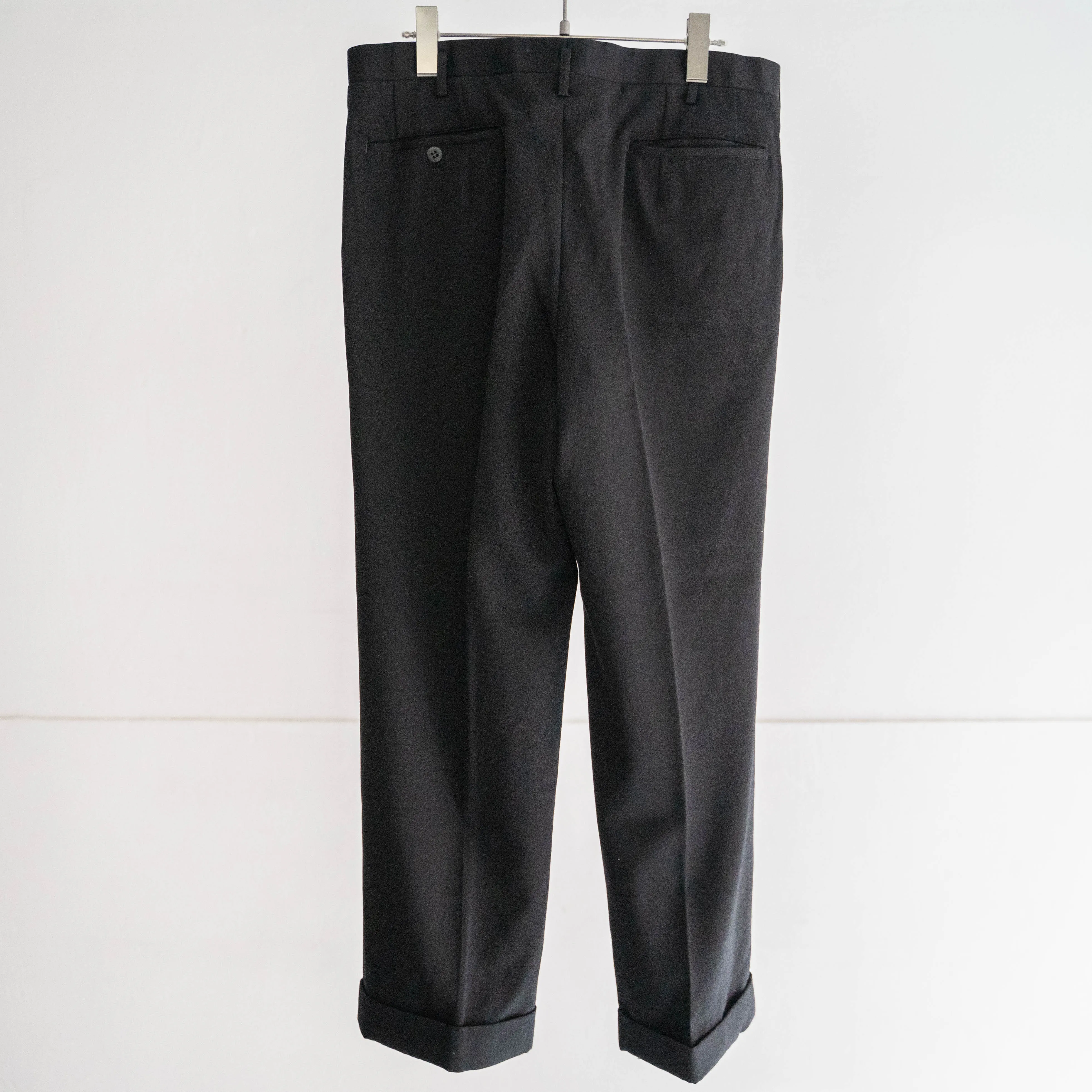 1980s Japan vintage black wool slacks -middle weight