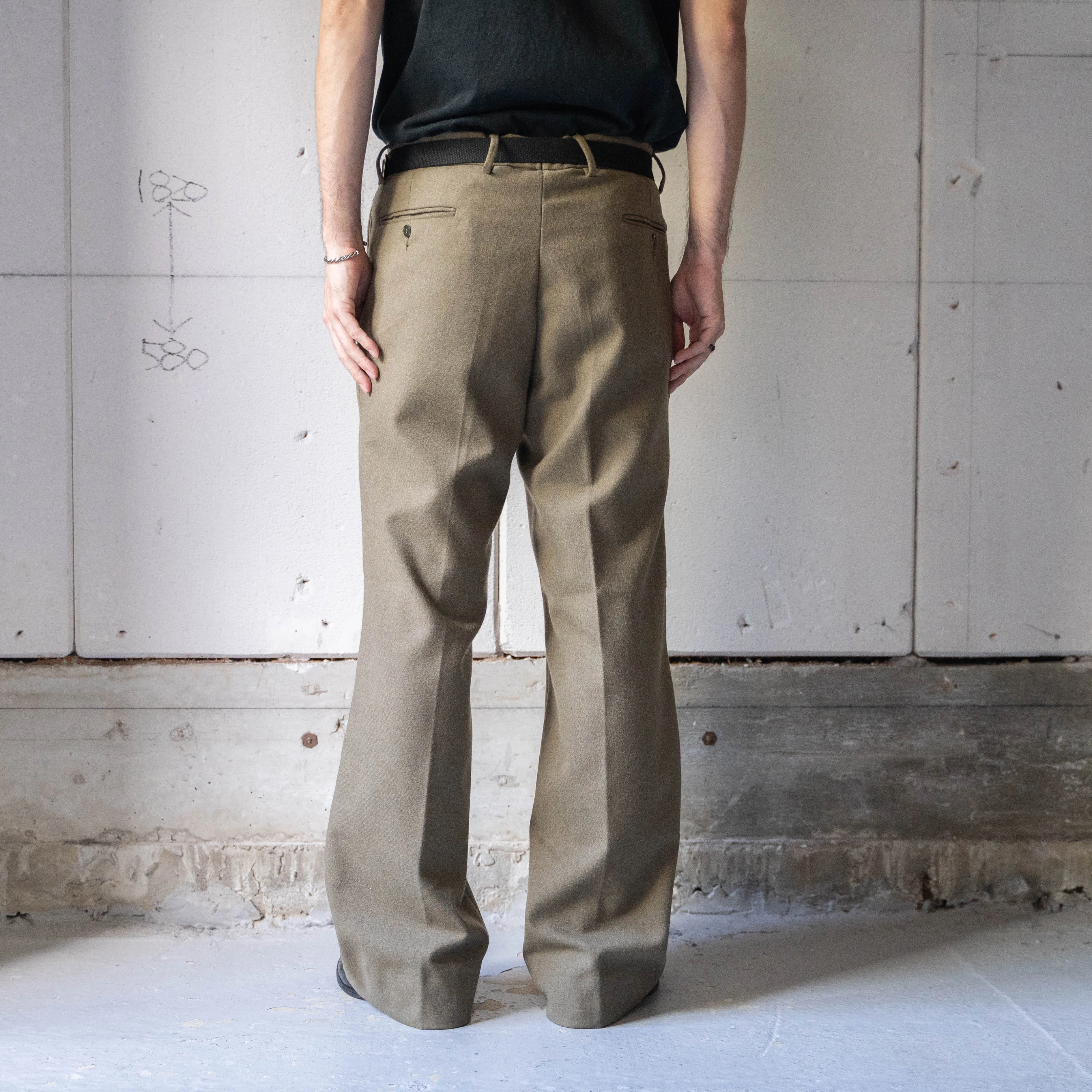 1990s Italian military khaki color wool dress pants 'dead stock’