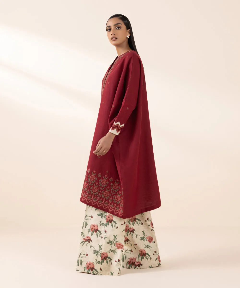 2 Piece - Embroidered Khaddar Suit