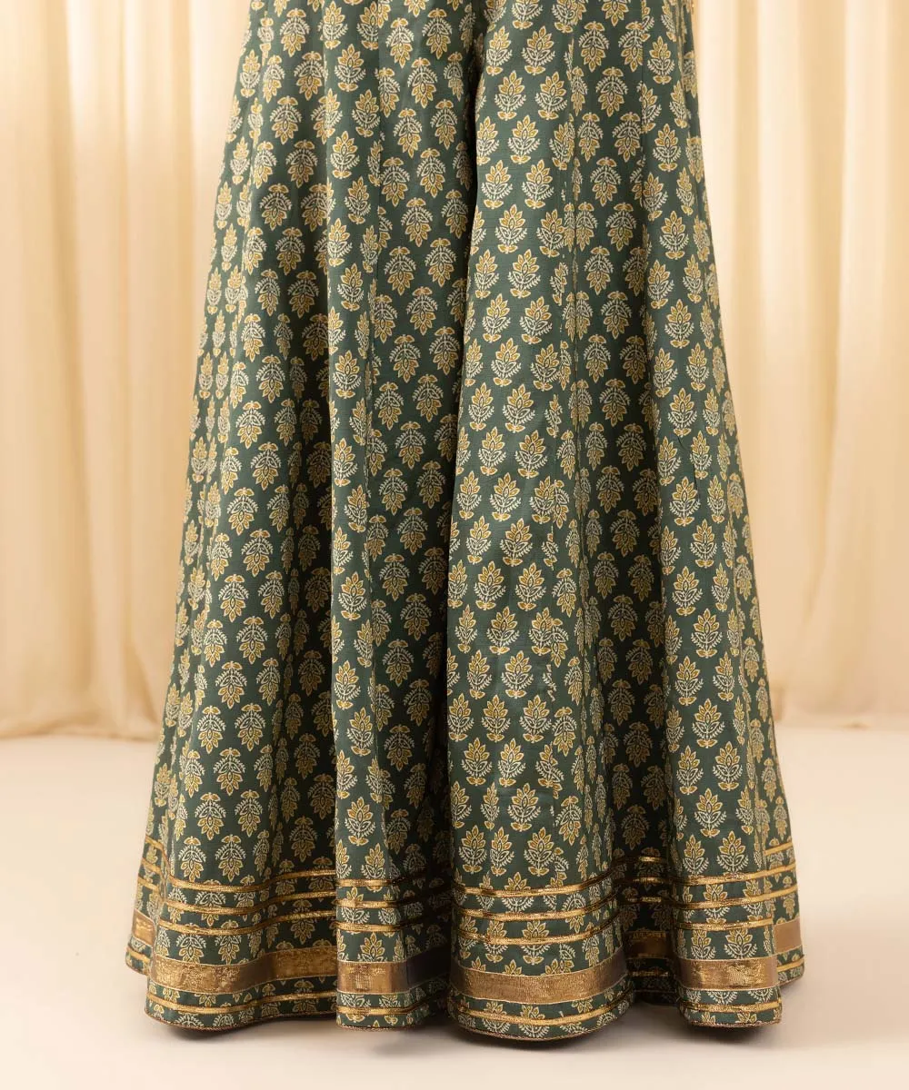 3 Piece -  Embroidered Raw Silk Suit