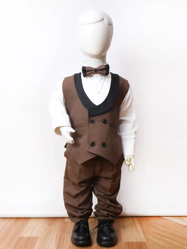 6Mth - 10Yrs Brown 4 Pcs Suit for Boys BCP12