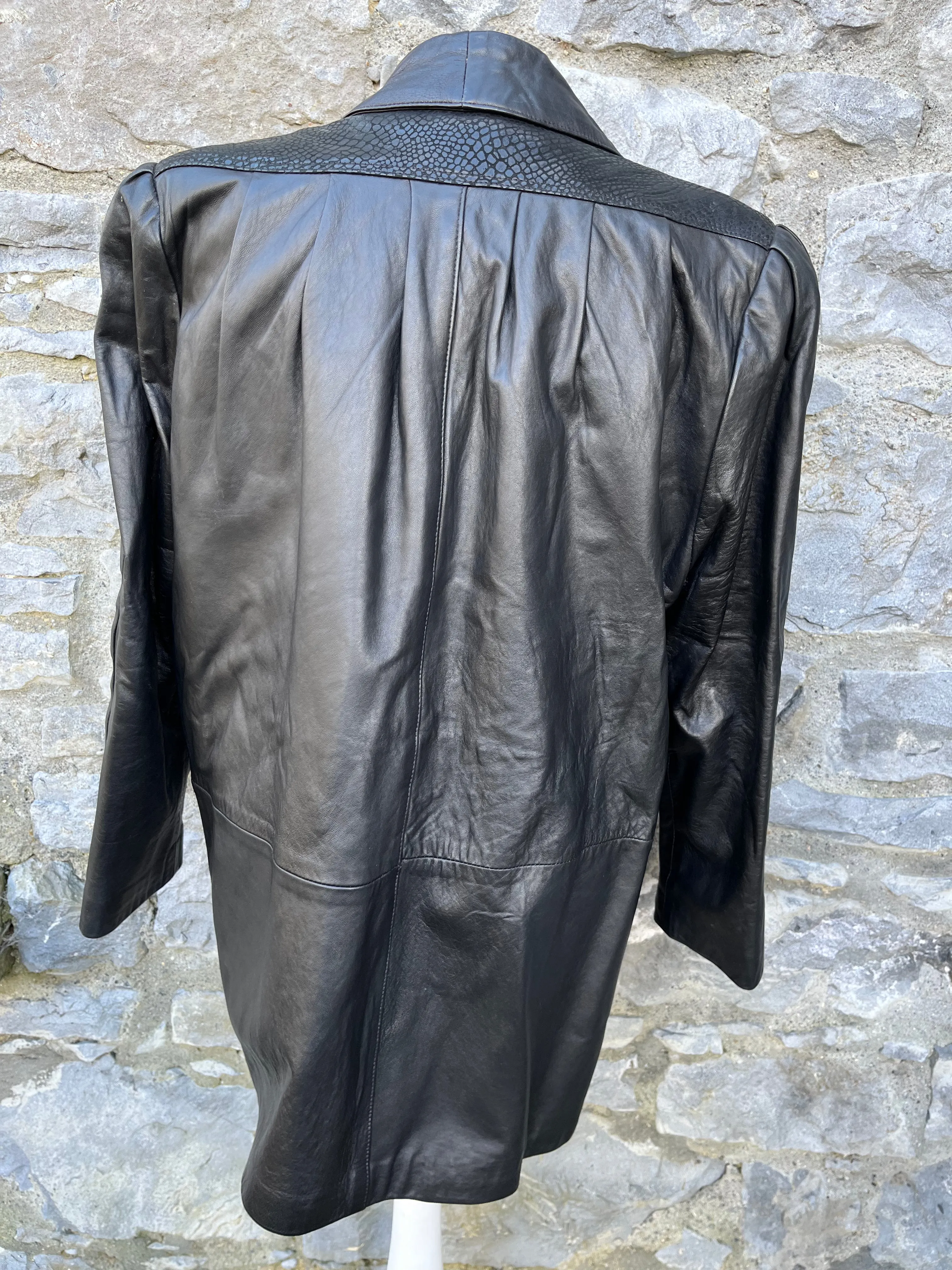 80s black leather jacket uk 12