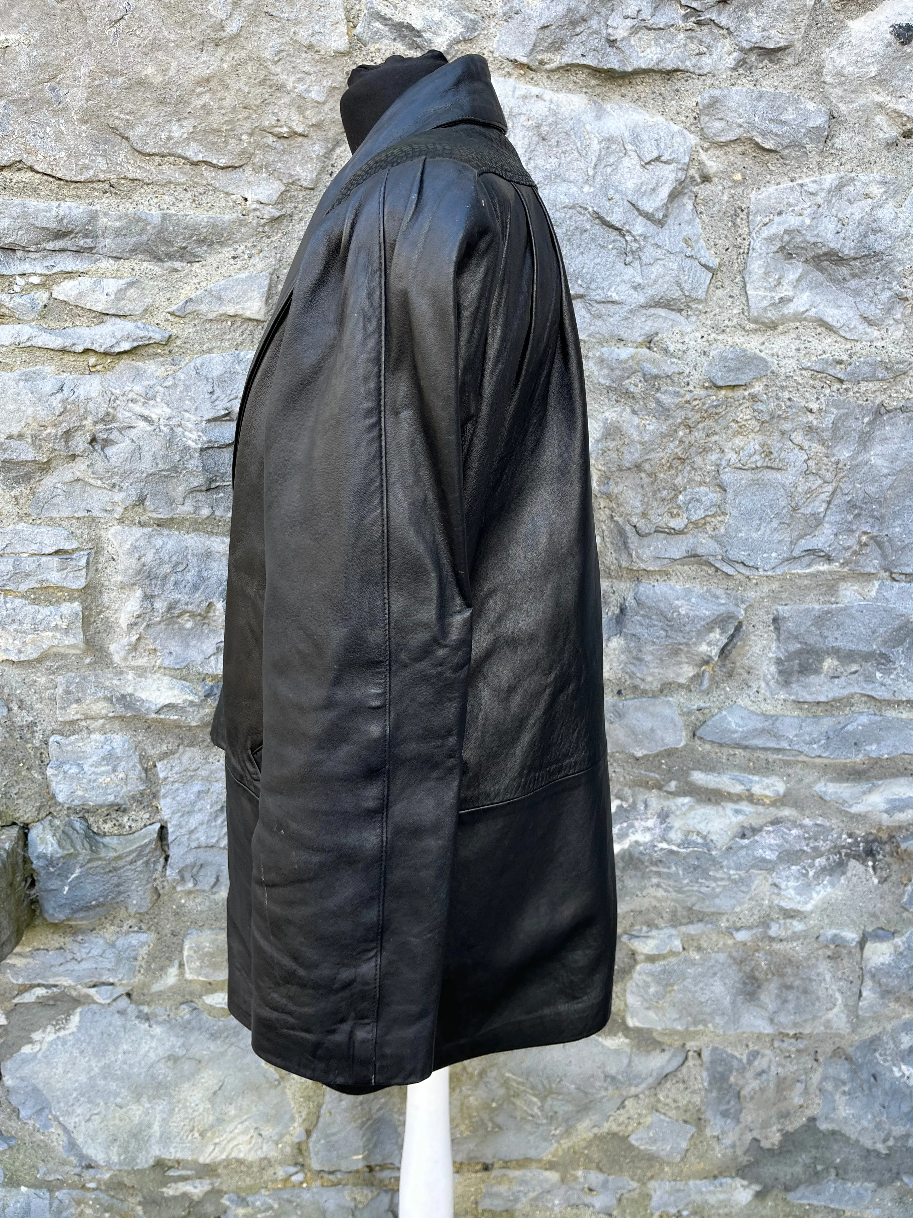 80s black leather jacket uk 12