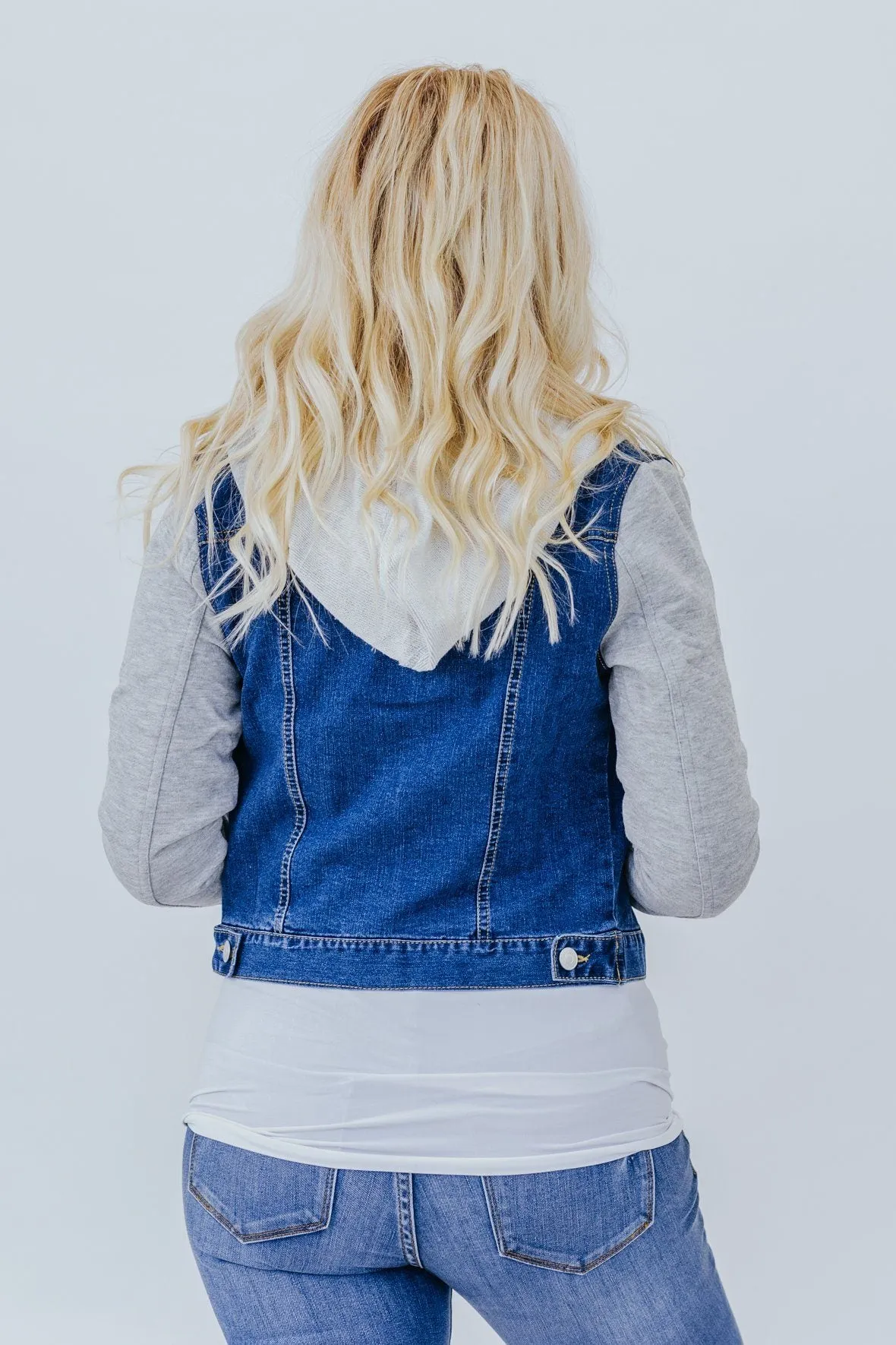 A Good Time Blue Denim Hooded Sweater Jacket