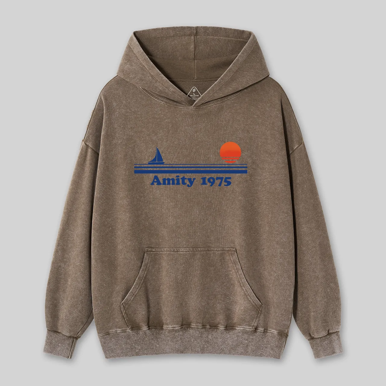 Amity 1975 Jaws Nerd Washed Hoodie