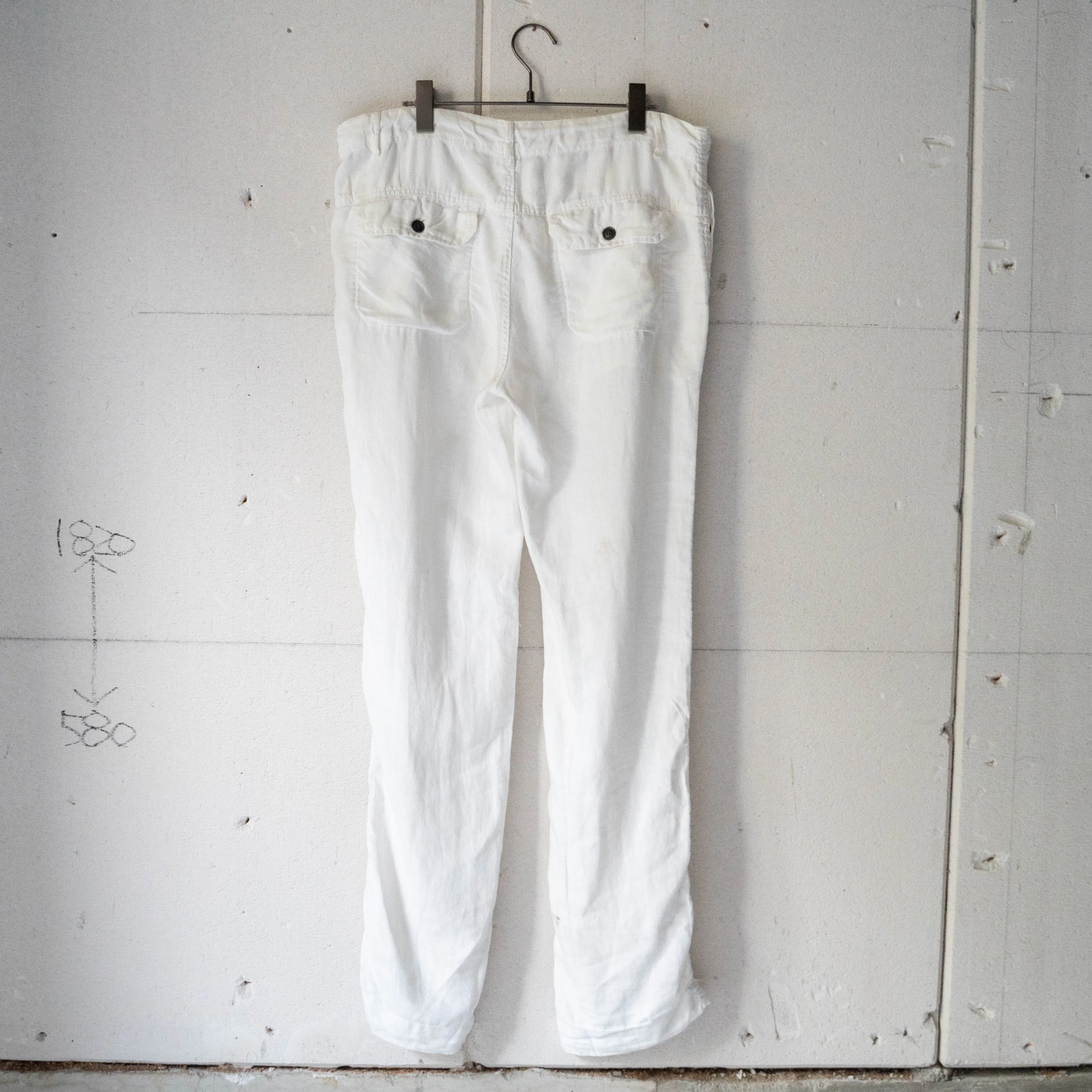 around 1990s white color all linen easy pants