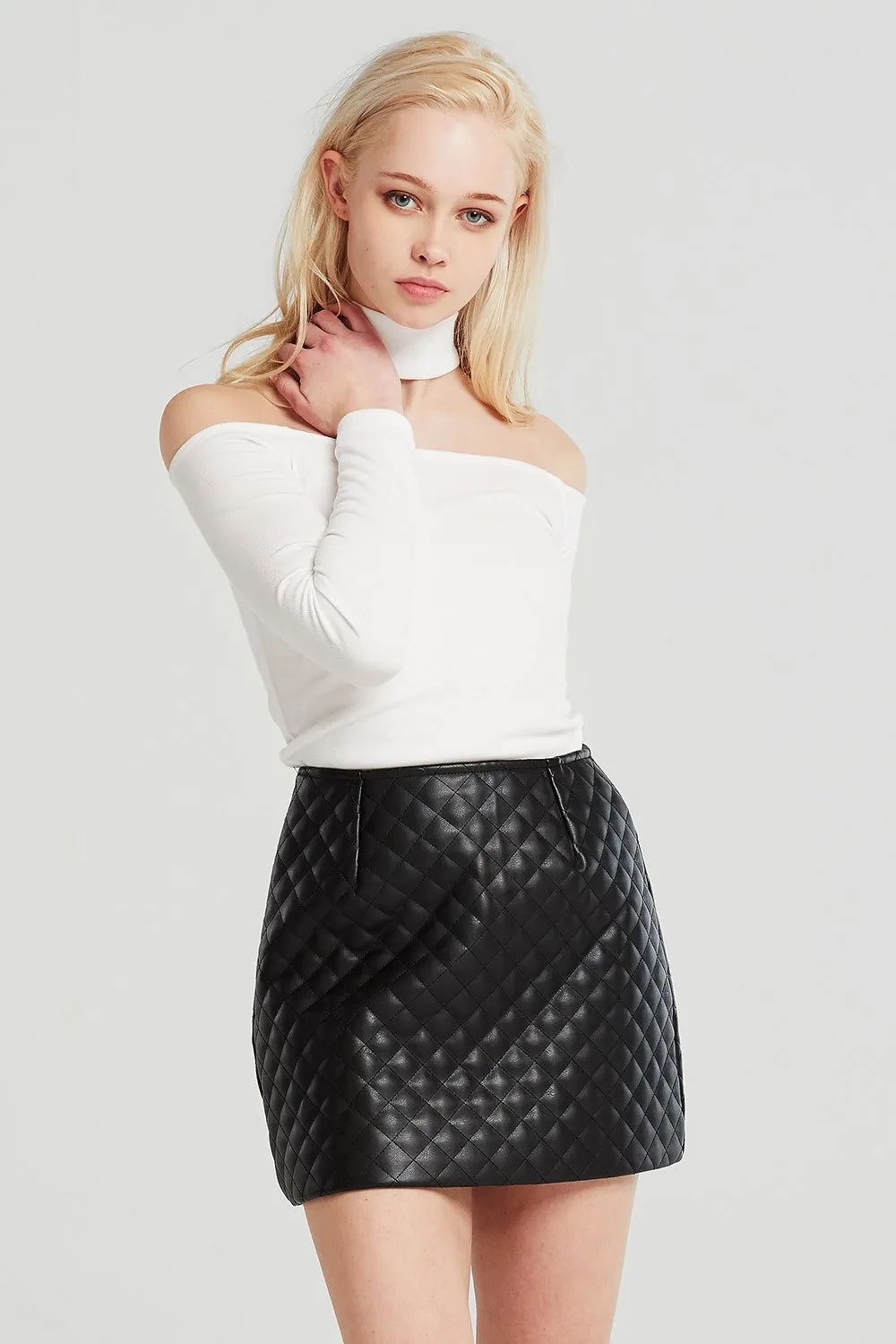 Aurora Quilted Pleather Skirt