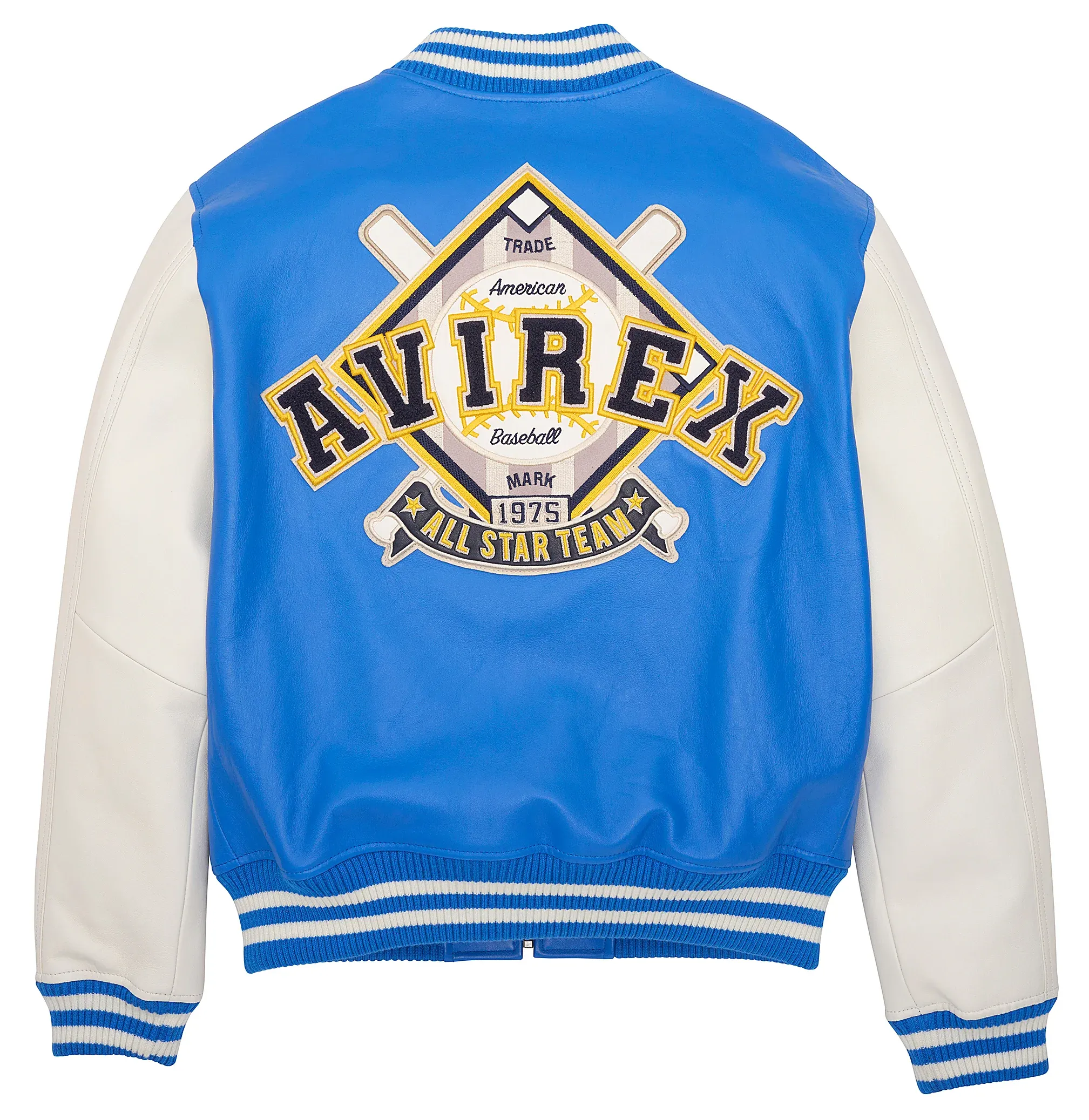 AVIREX BASEBALL VARSITY LEATHER JACKET BLUE/WHITE