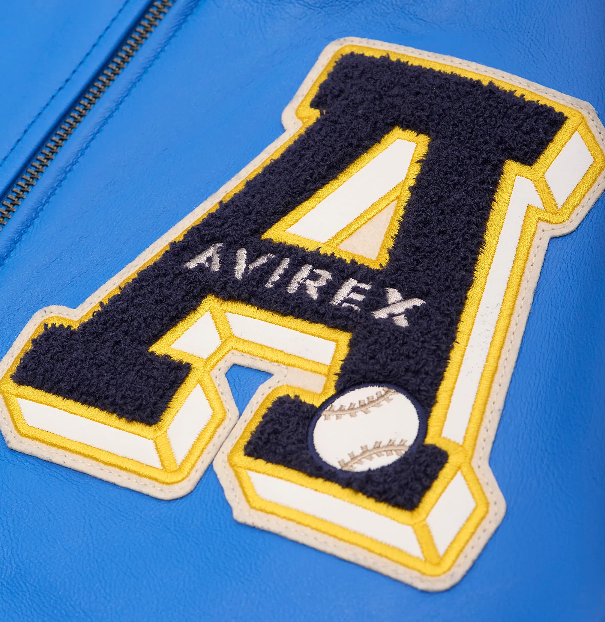 AVIREX BASEBALL VARSITY LEATHER JACKET BLUE/WHITE