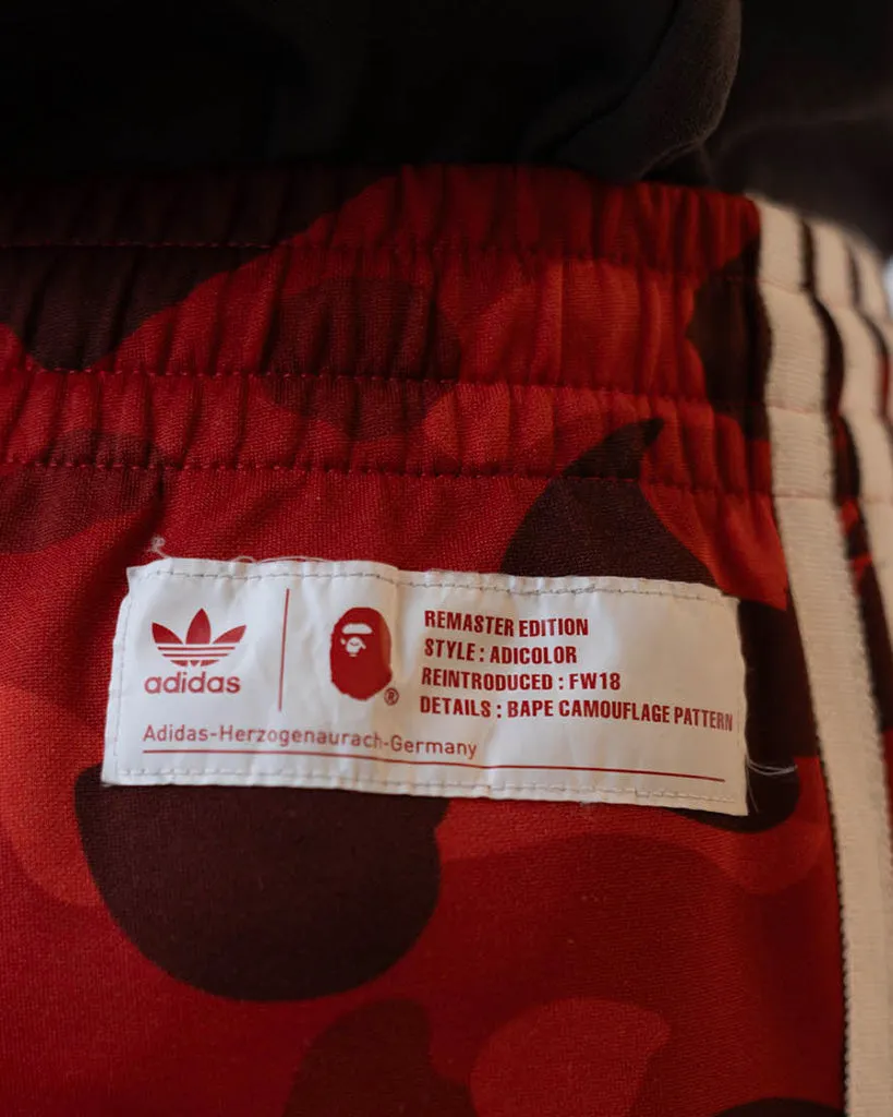 BAPE X ADIDAS ADICOLOR TRACK PANTS - RAW RED