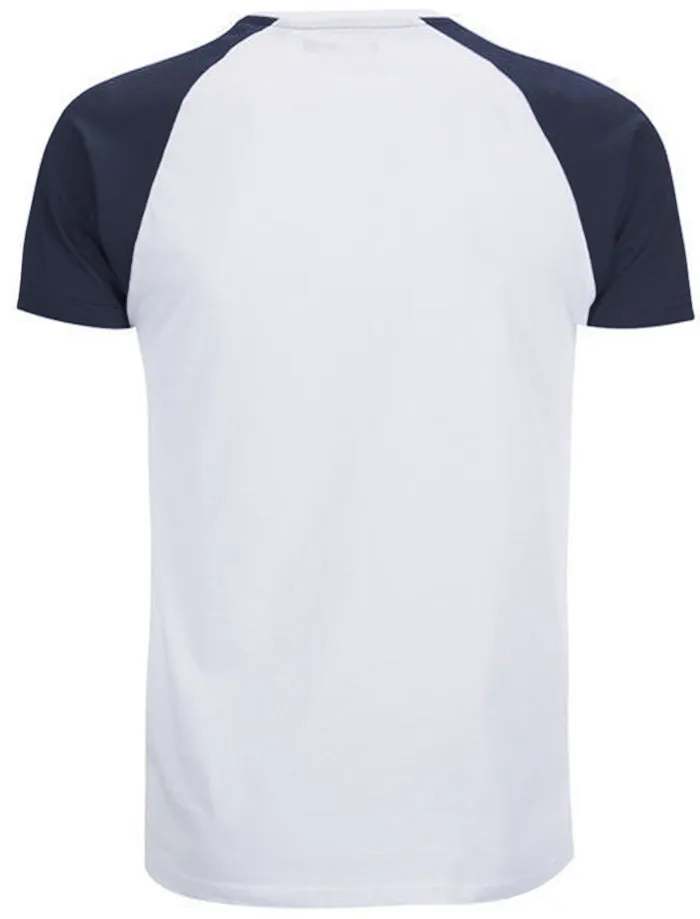 Baptist Raglan Sleeve Baseball T-Shirt in White / Blue