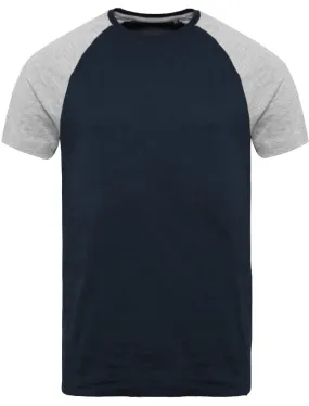 BaptistC Raglan Sleeve Baseball T-Shirt in Navy / Grey