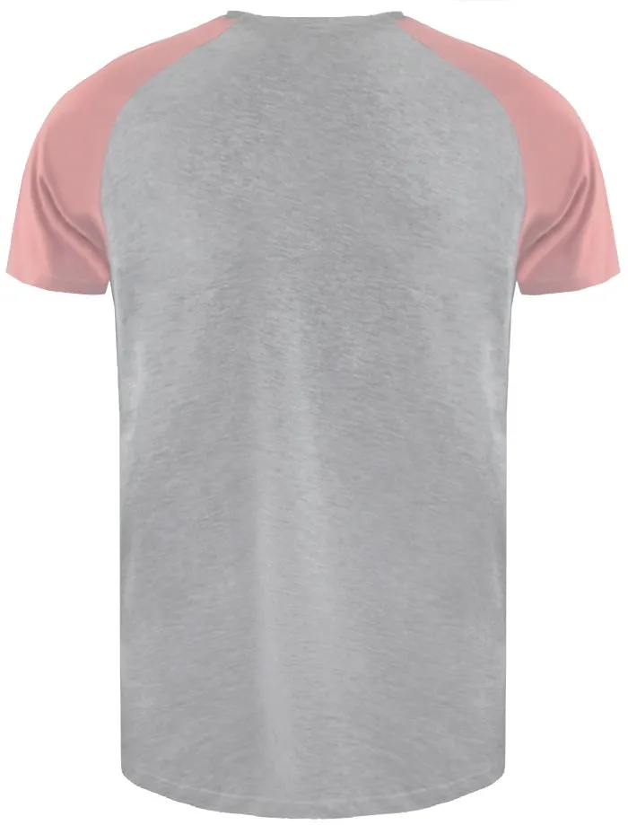 BaptistD Raglan Sleeve Baseball T-Shirt in Light Grey Marl / Pink