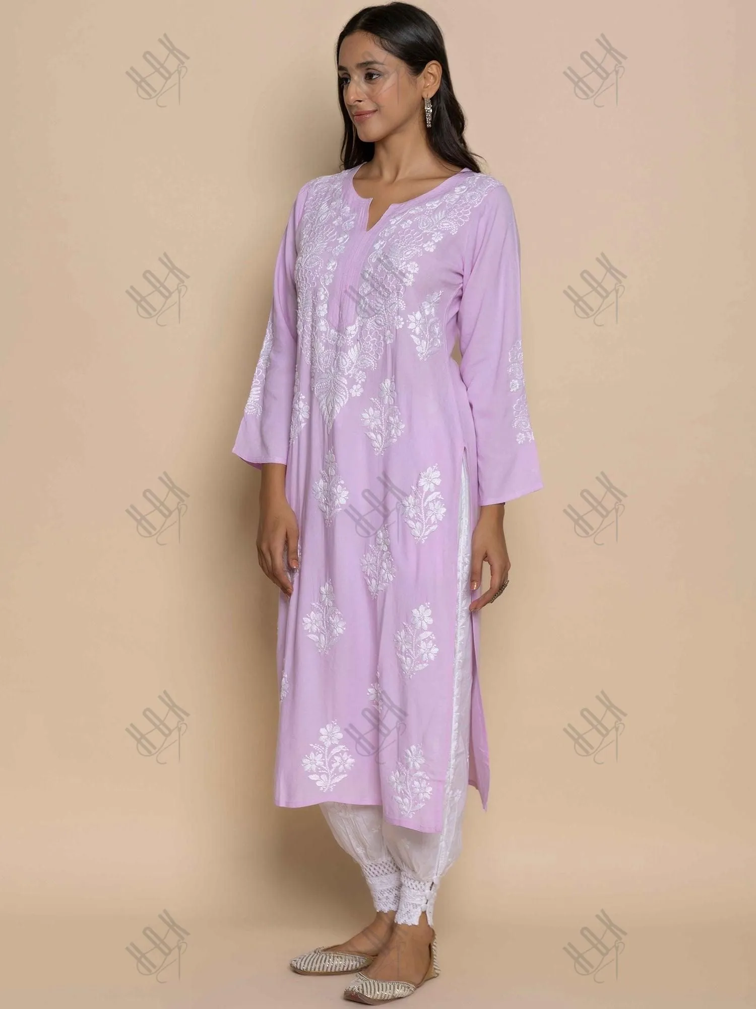 Batool in  Fizaa Hand Embroidered Chikankari Kurta in Pink