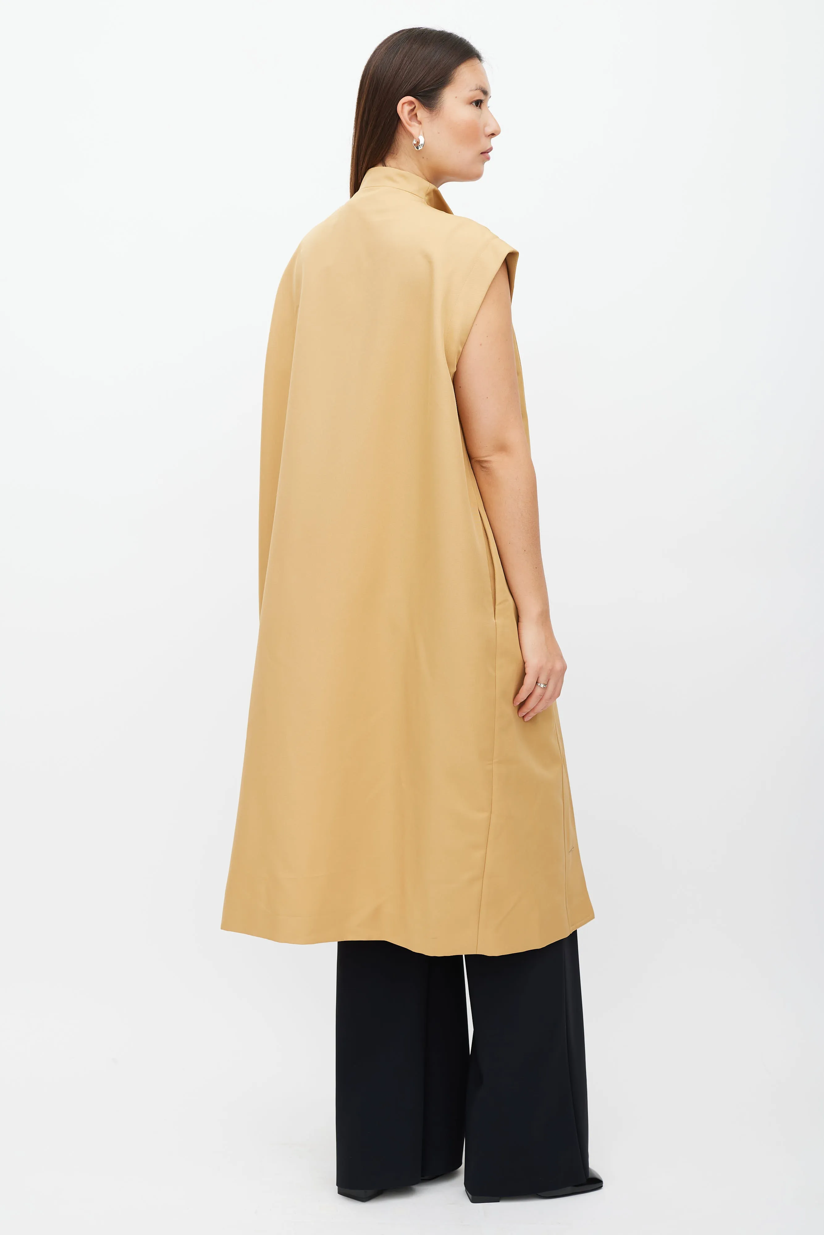 Beige Modular Sleeveless Trench Coat