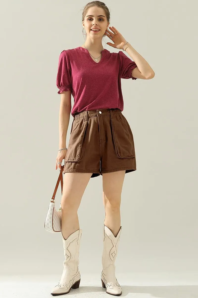 BIG POCKET ELASTIC WAIST CASUAL CARGO SHORTS