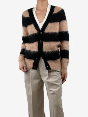 Black and beige striped mohair-blend cardigan - size XS