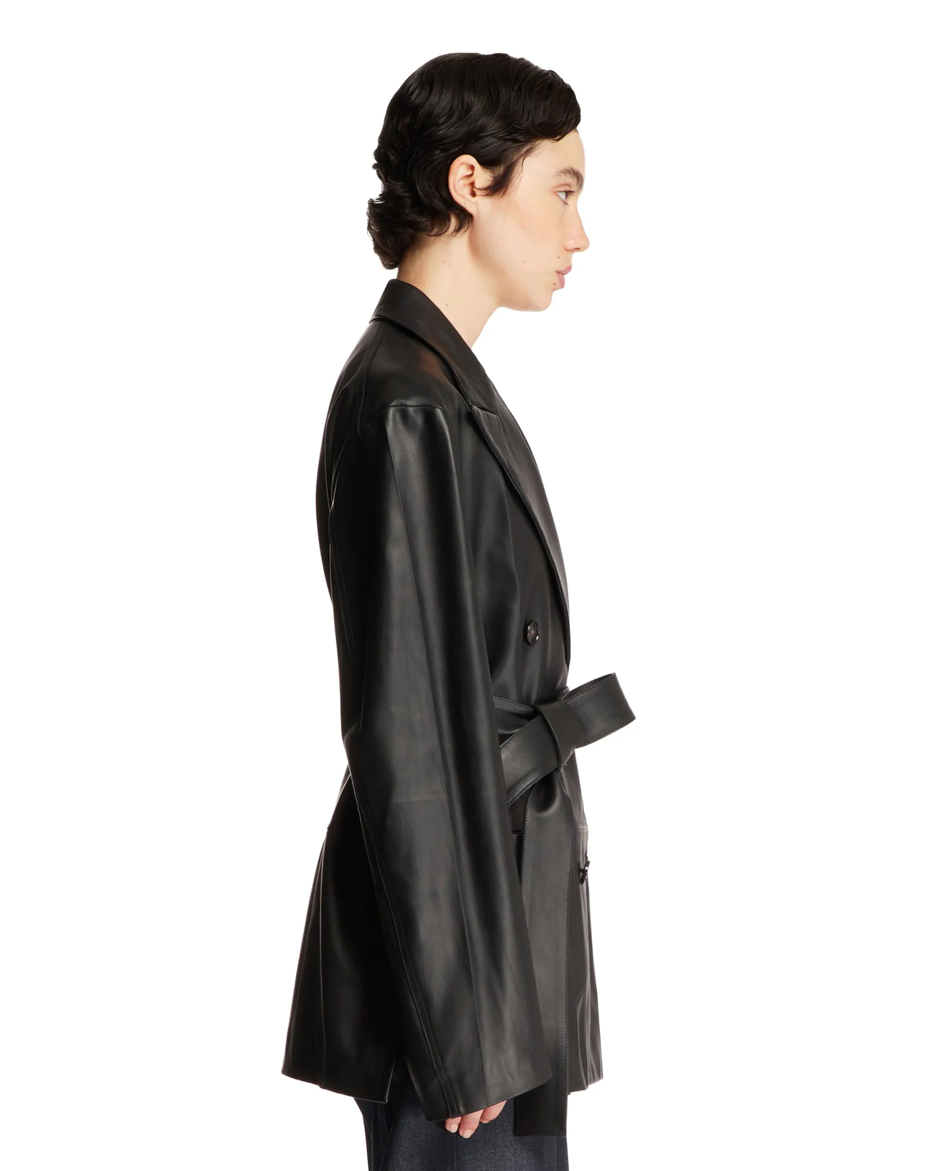 Black Double-Breast Leather Jacket