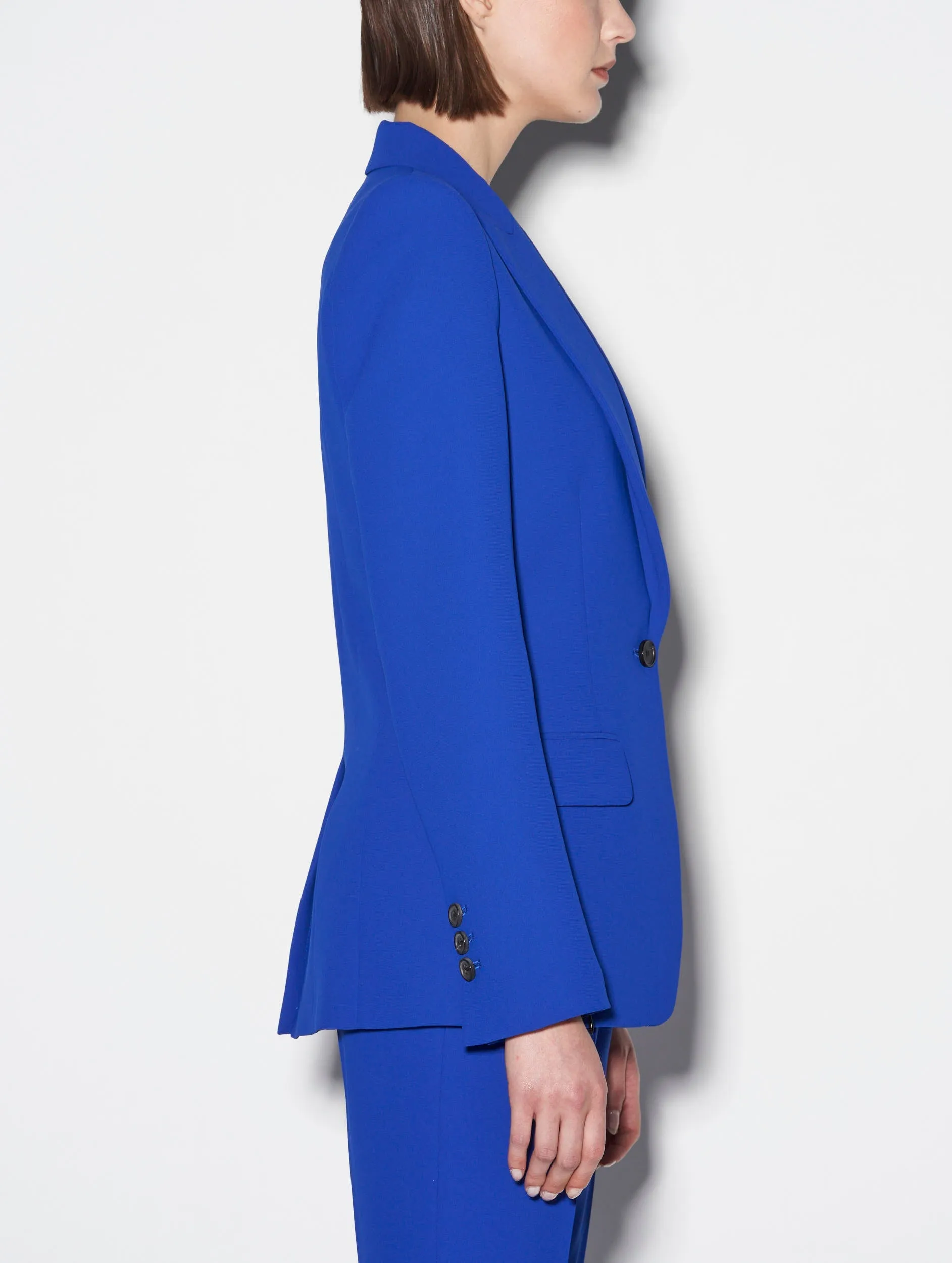 Blue crepe suit jacket with zip sleeves