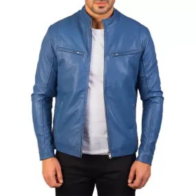 Blue Quilted Jacket Mens