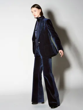 Blue smooth velvet suit jacket