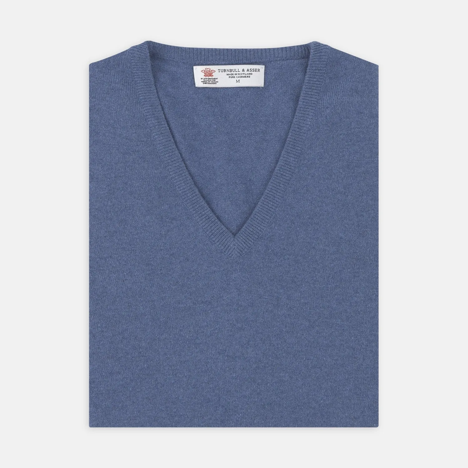 Blue V-Neck Cashmere Slipover