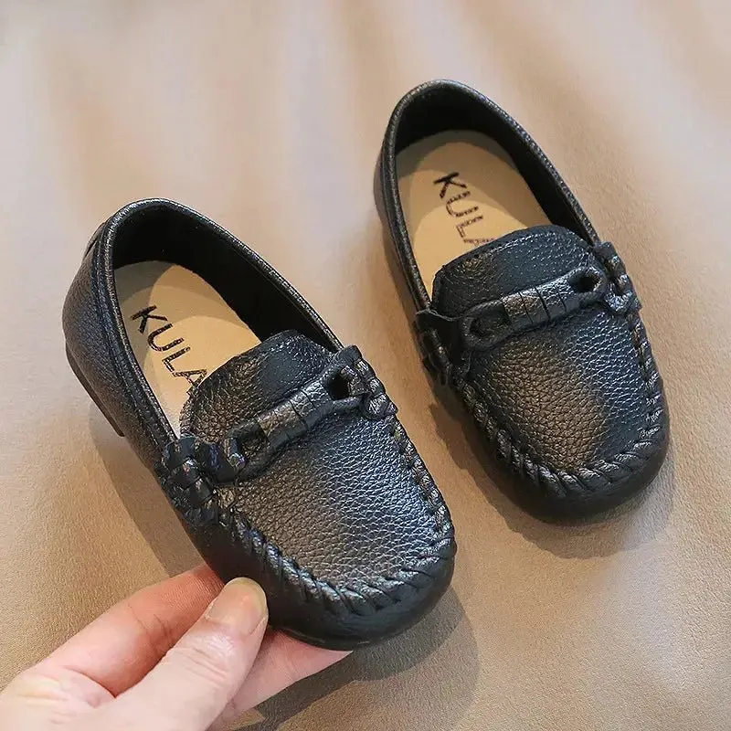 Boys' Stylish Leather-Look Slip-On Moccasins