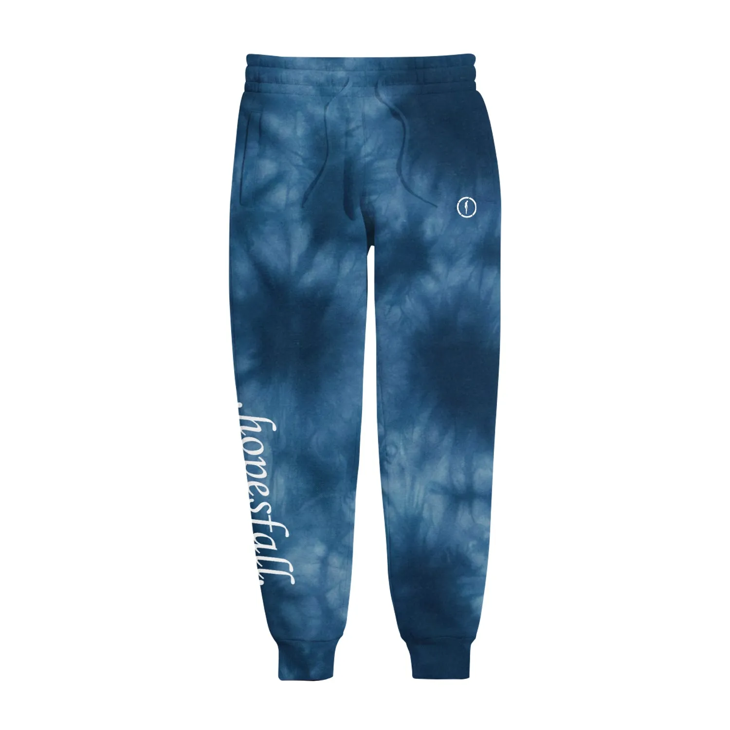 Branded Embroidered Tie-Dye Navy Joggers