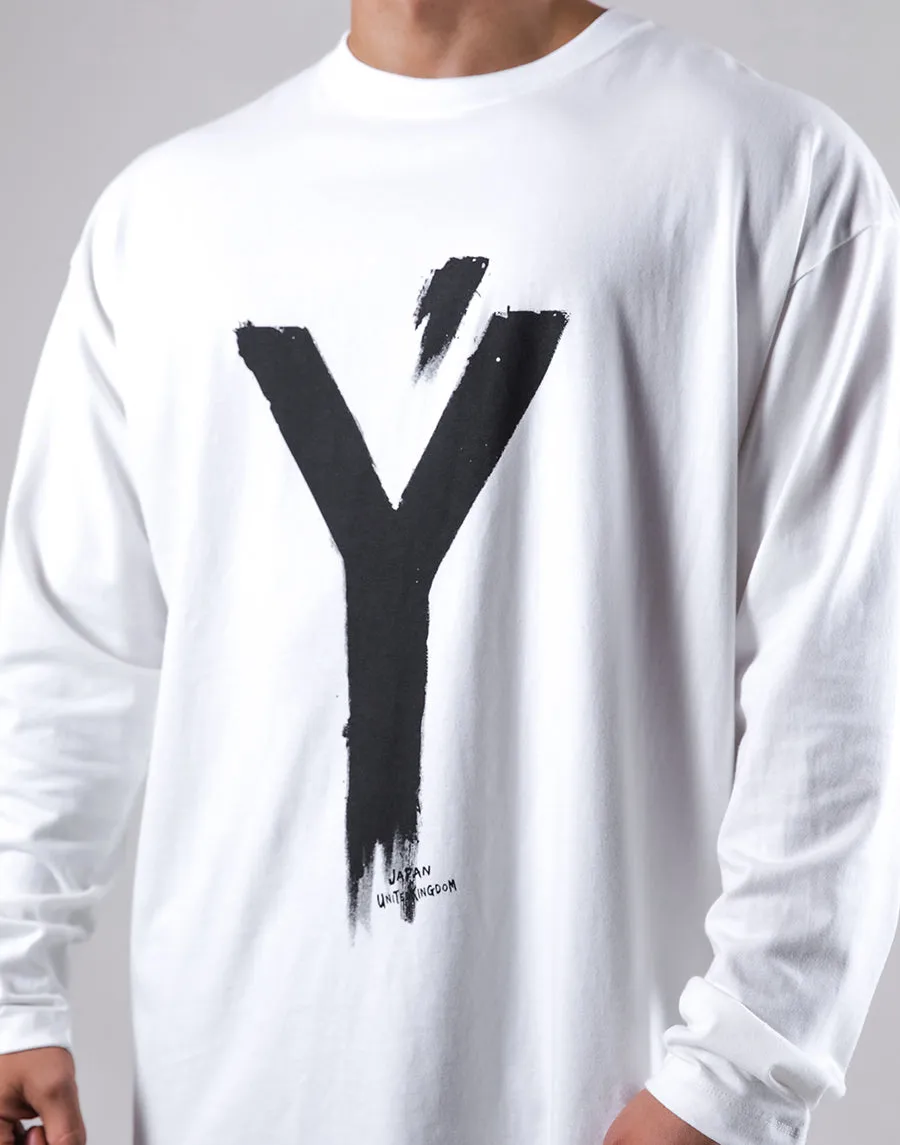 Brush Y Big long Sleeve Tee - White