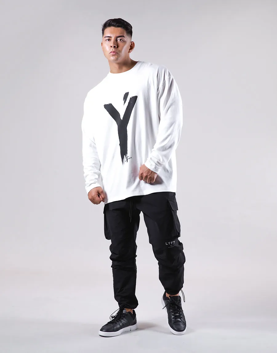 Brush Y Big long Sleeve Tee - White