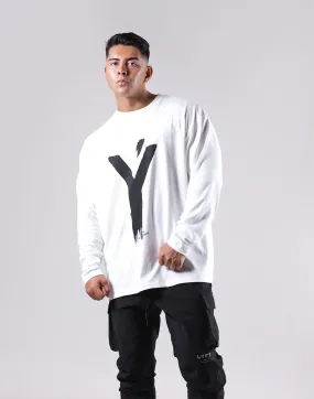 Brush Y Big long Sleeve Tee - White