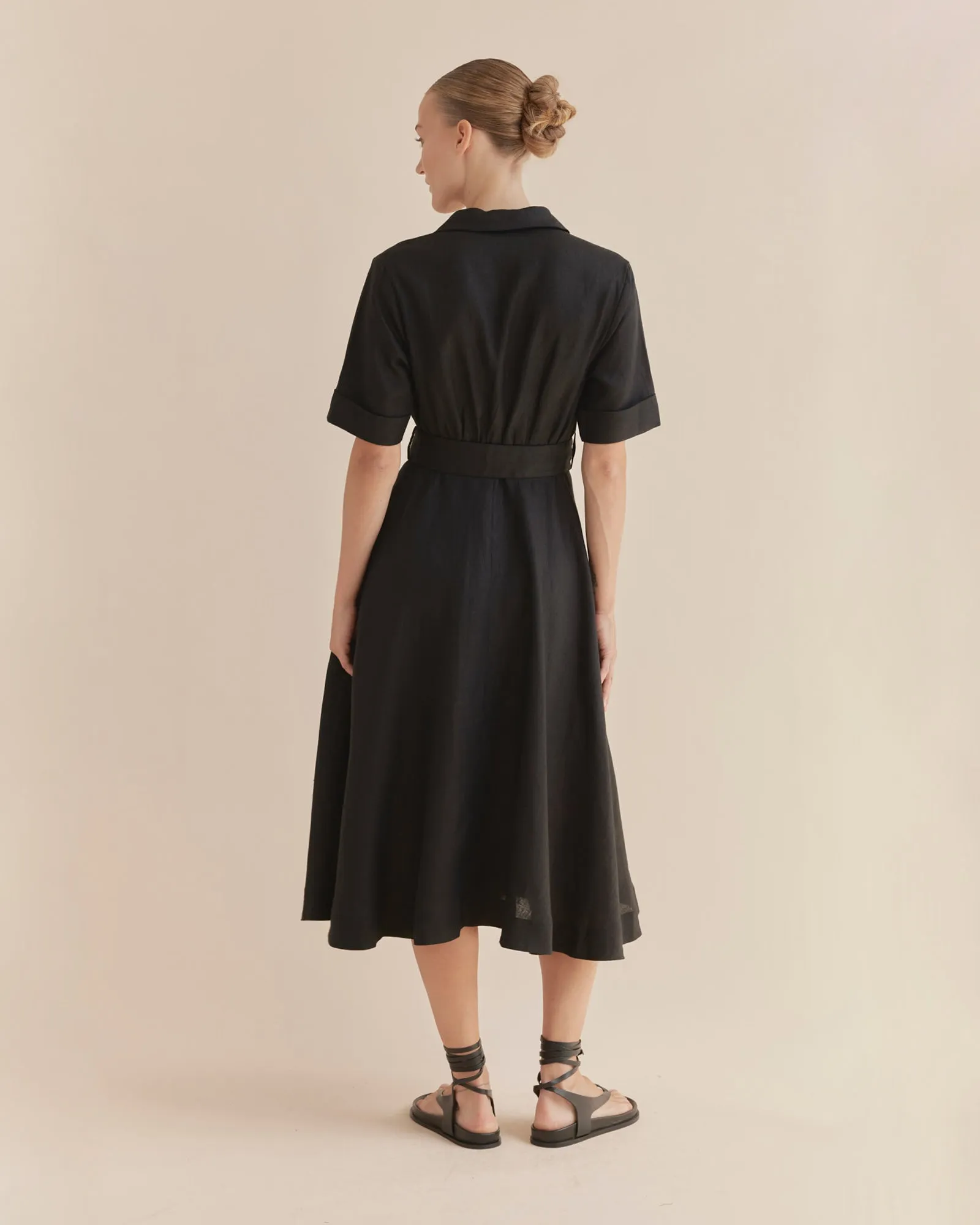 Cadence Linen Dress - Black