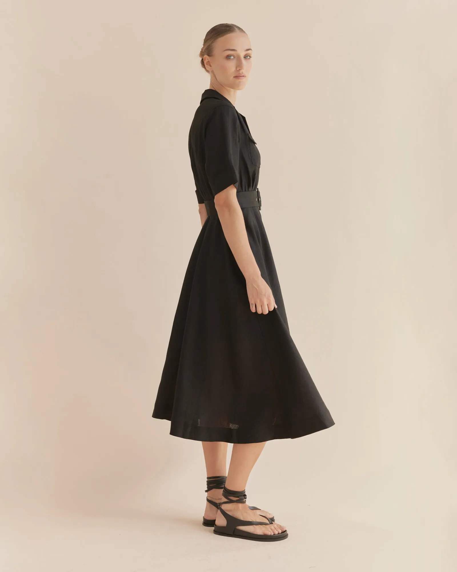 Cadence Linen Dress - Black