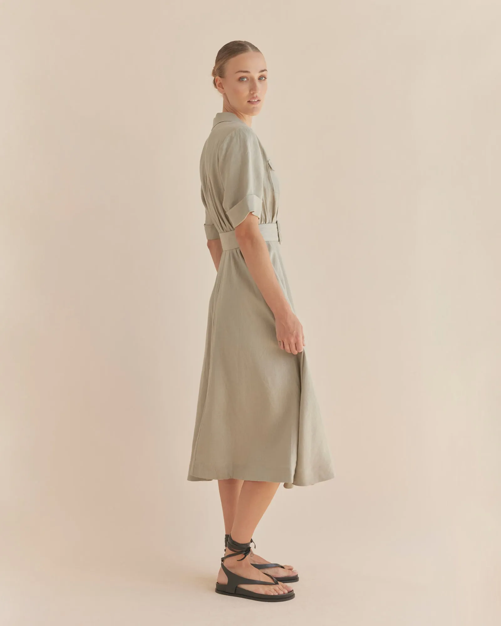 Cadence Linen Dress - Sage