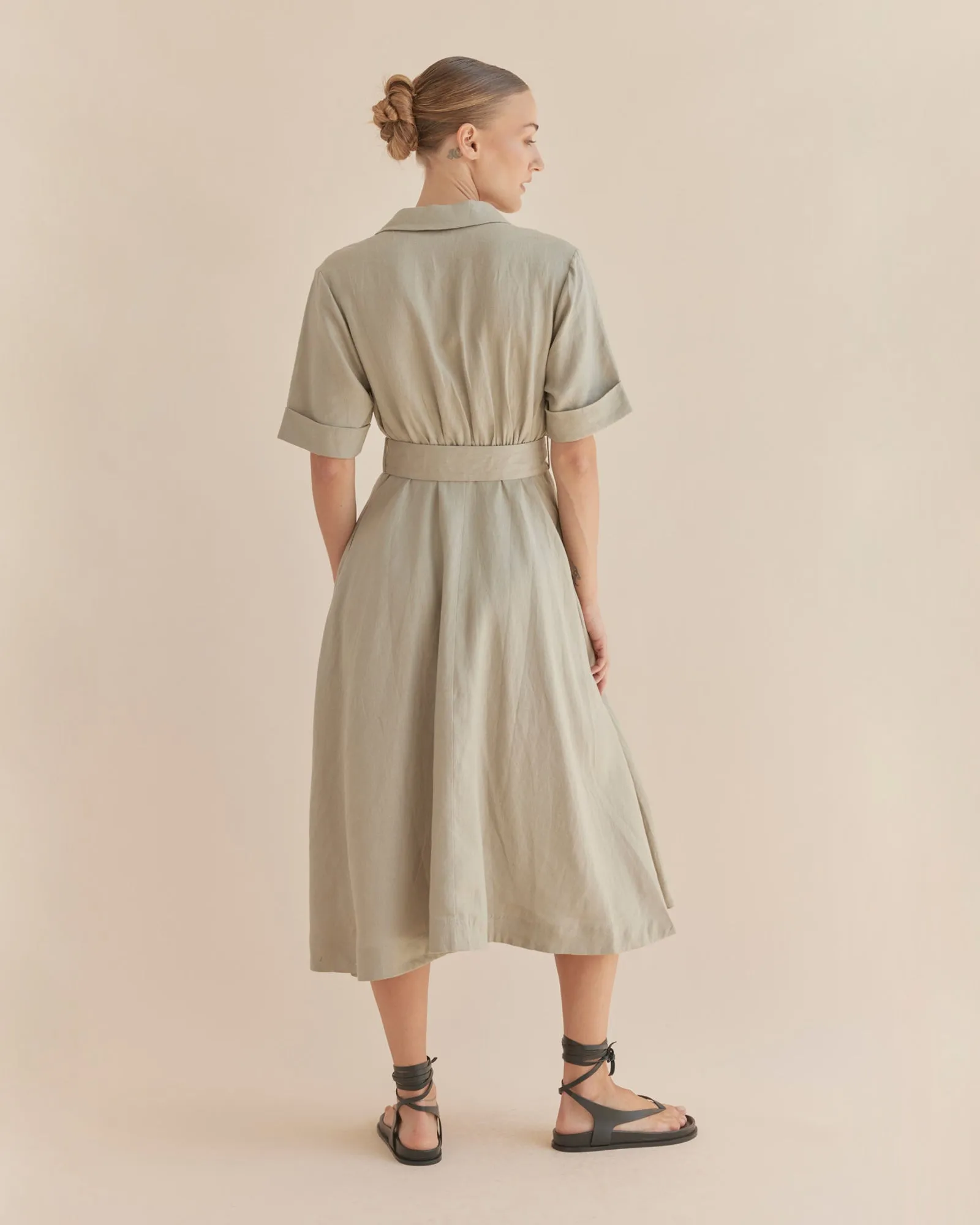 Cadence Linen Dress - Sage