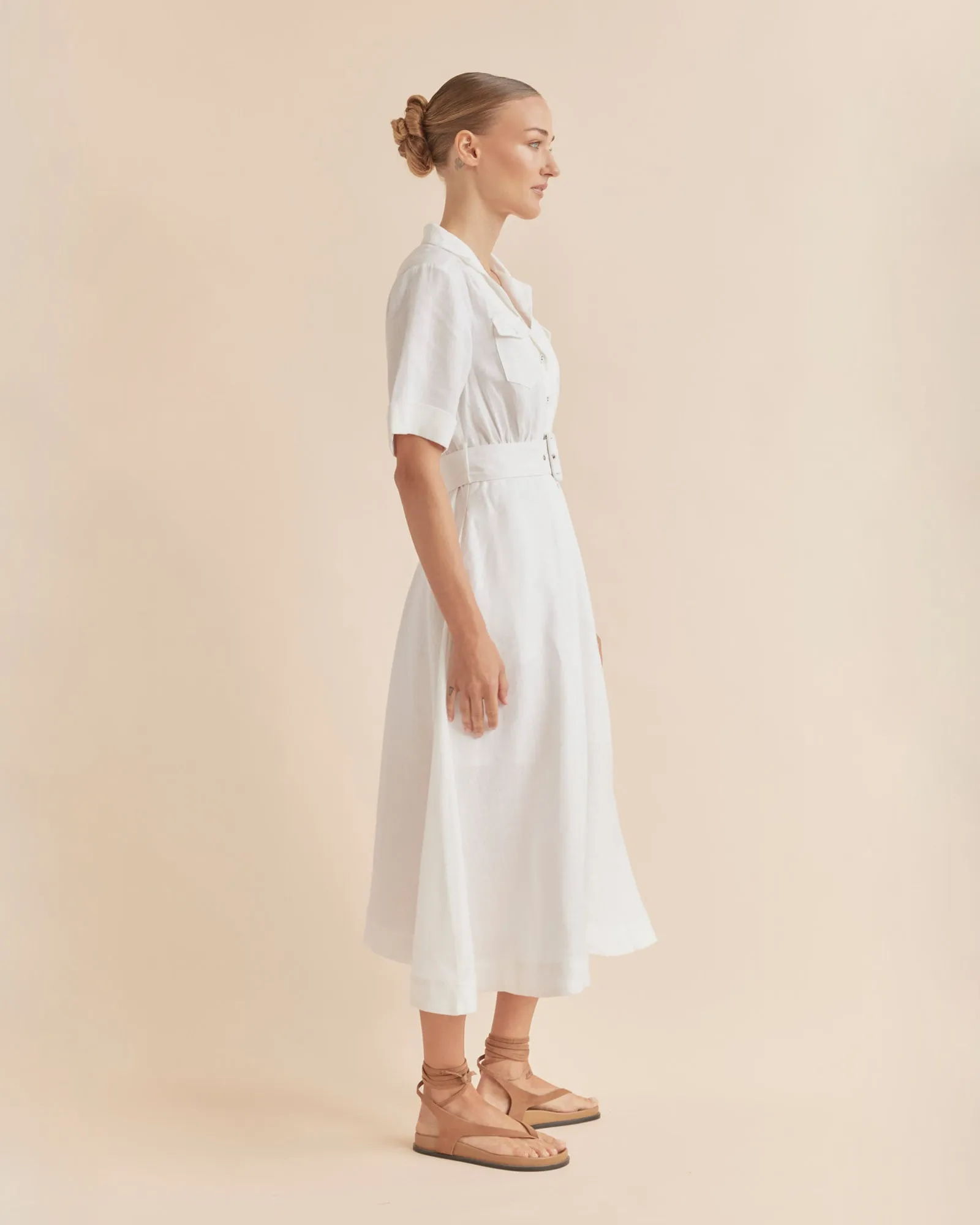 Cadence Linen Dress - White