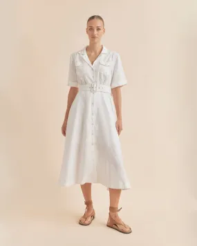 Cadence Linen Dress - White