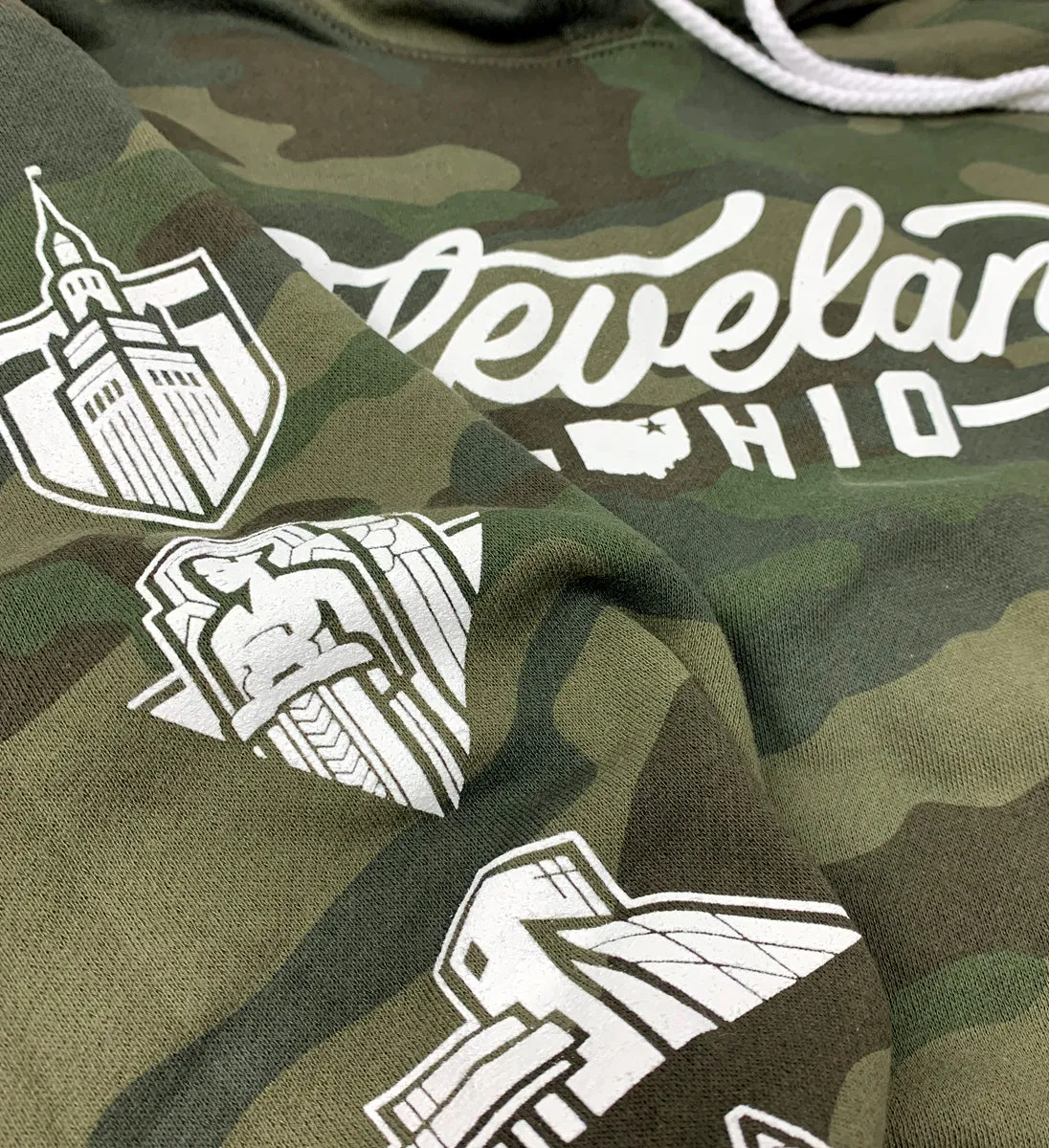 Camo Cleveland Script Hooded Sweatshirt