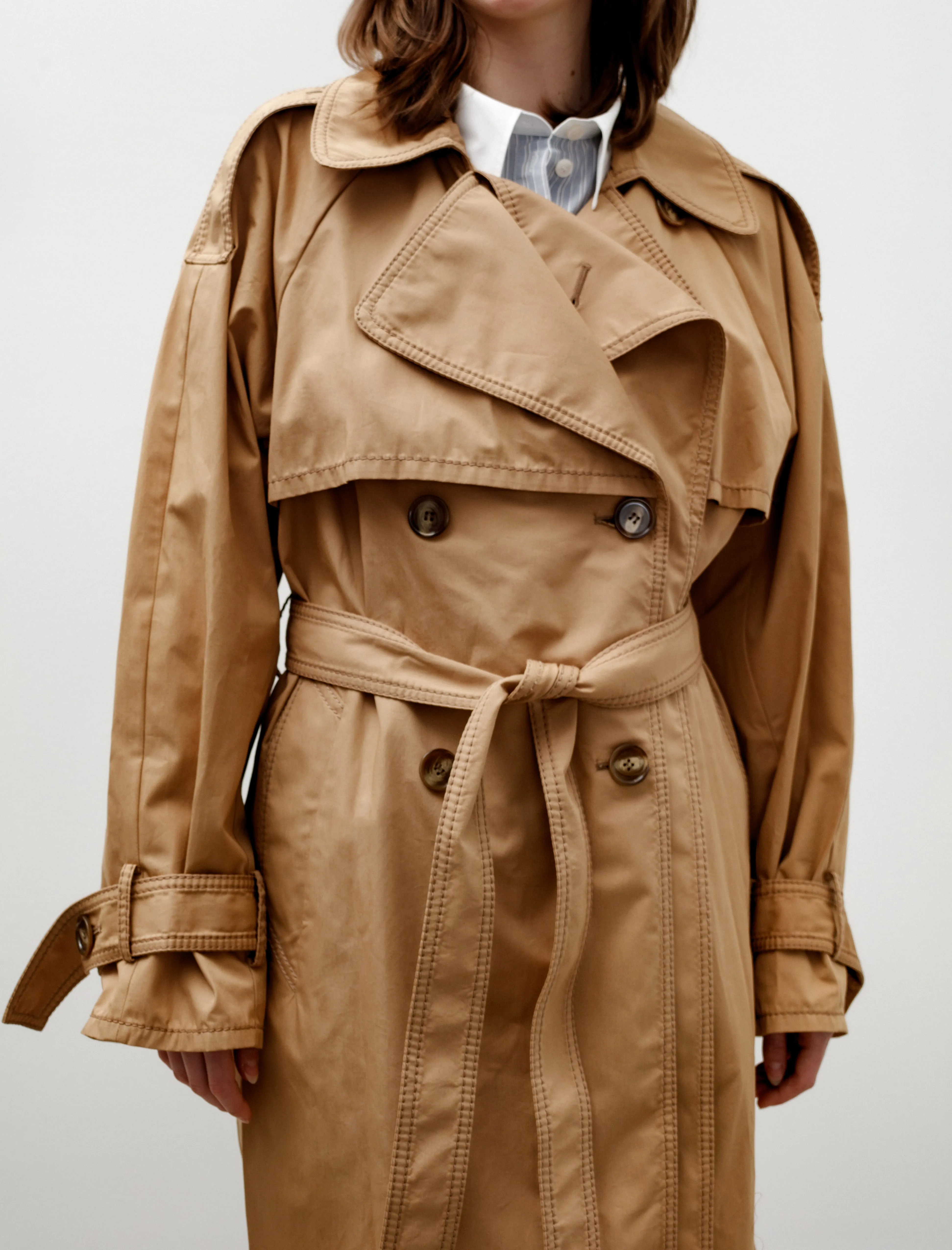 Capelet Trench Coat Khaki Beige