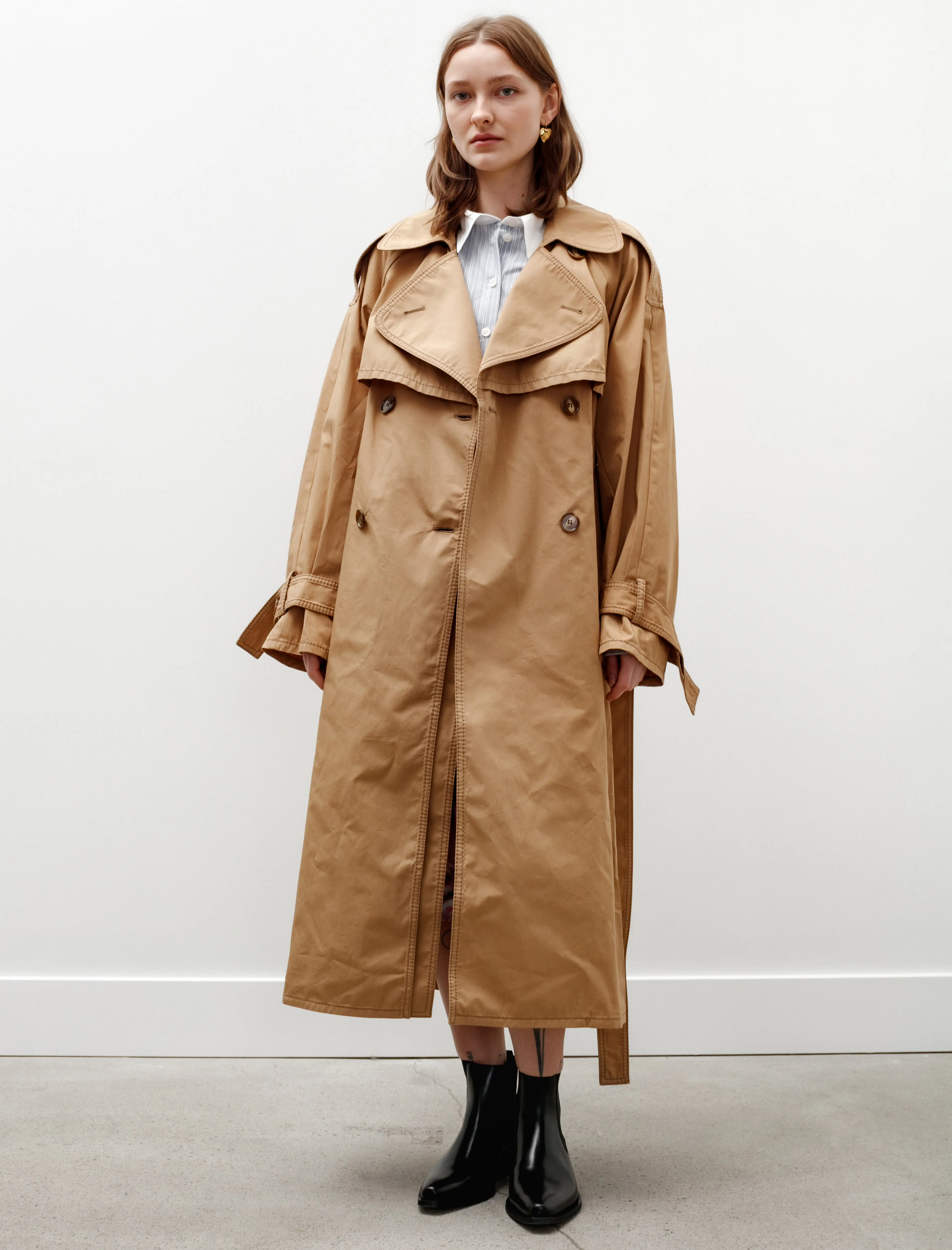 Capelet Trench Coat Khaki Beige