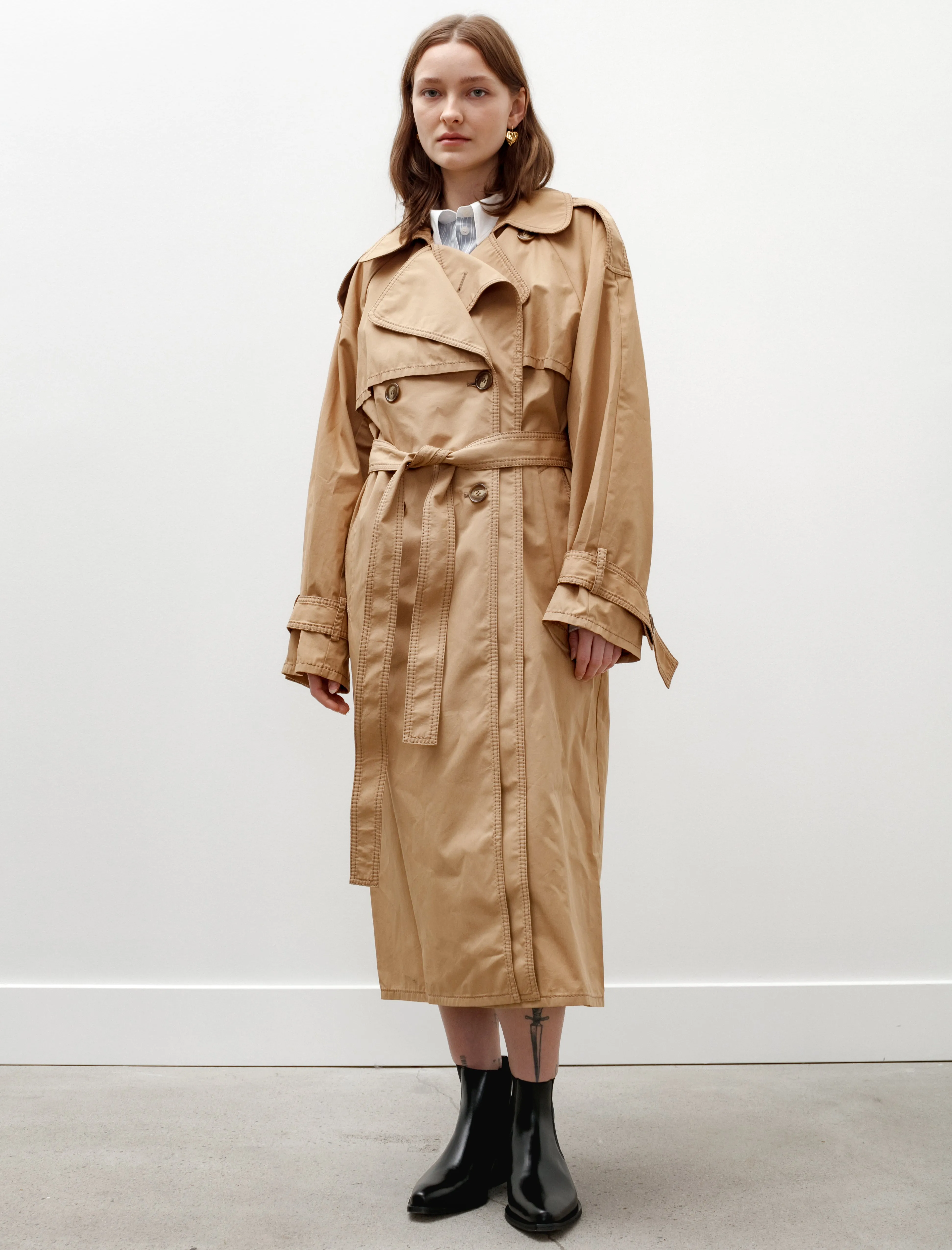 Capelet Trench Coat Khaki Beige