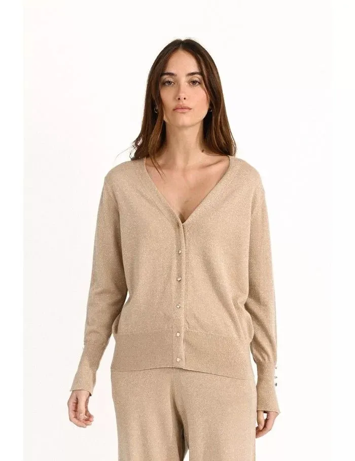 Casual Chic Cardigan Knit with Lurex