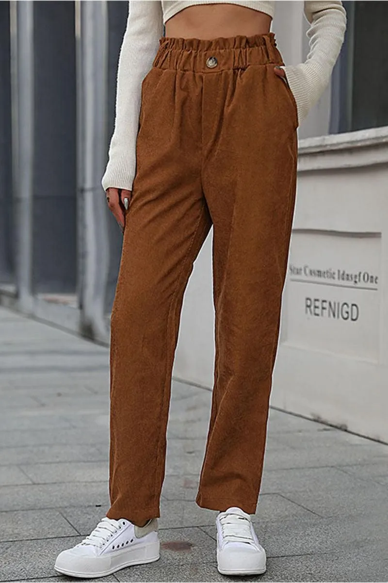 CASUAL SOLID CORDUROY PANTS