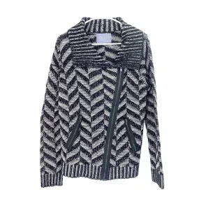 Cozy Paper Crane Black Gray Chevron Sweater L Long Sleeve Womens Used