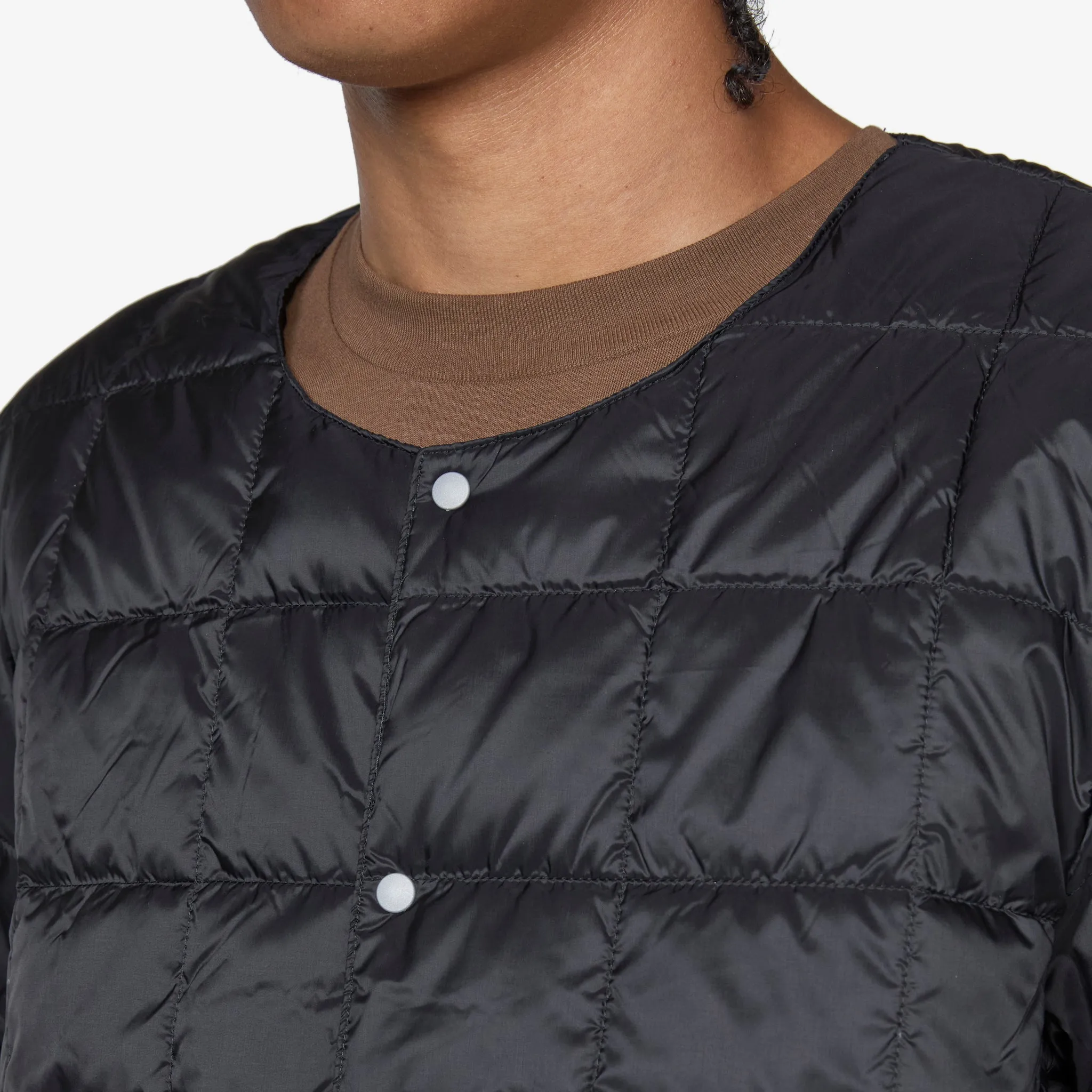 Crew Neck Soft Shell Button Down Jacket Black